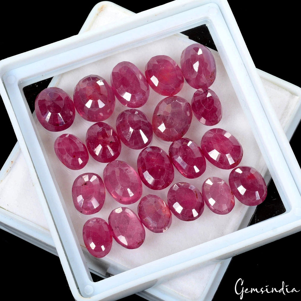 90.60 Cts Natural Red Ruby Mozambique Oval 9-12mm Certified AAA Grade Gemstones