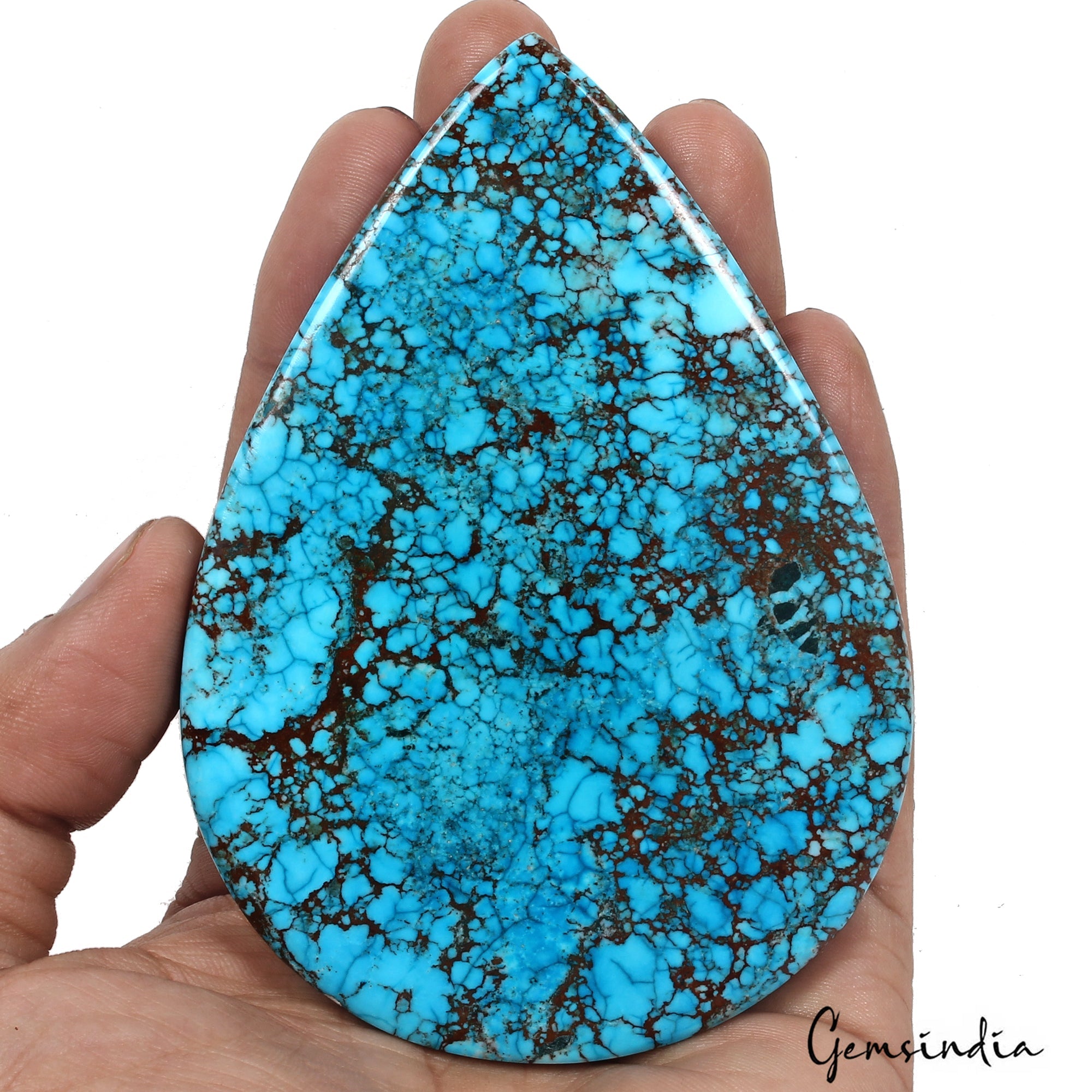 740 Ct Blue Turquoise Pear Cab Spiderweb Arizona Museum Size Loose Gems From U.S
