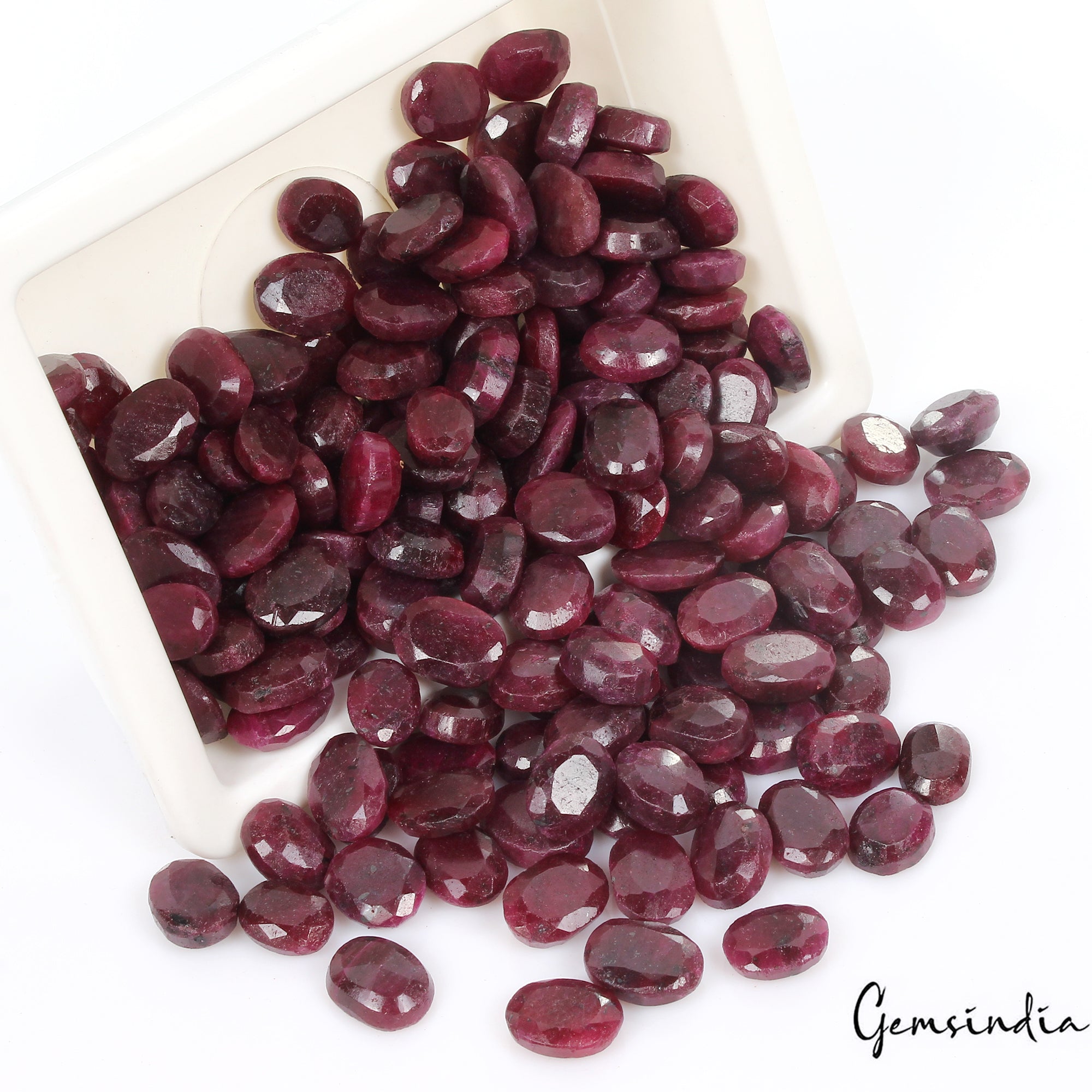 Ruby Lot, Loose Gemstone, Color Enhanced, Red — 195 Pieces, 12mm to 18mm, 3000 Ct, Madagascar