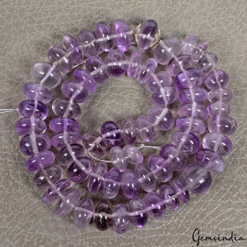 570 Ct/64 Pcs Natural Untreated Amethyst Round Drilled Loose Bead Gems 19"Strand