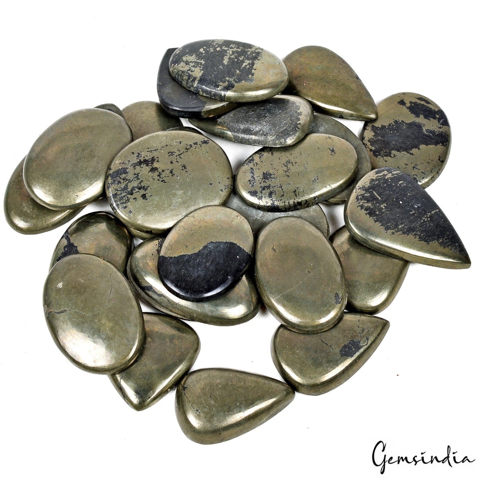 1000 Cts Apache Gold Pyrite Mix Cabochon Loose Gemstone Lot for Jewelry 25-34 MM