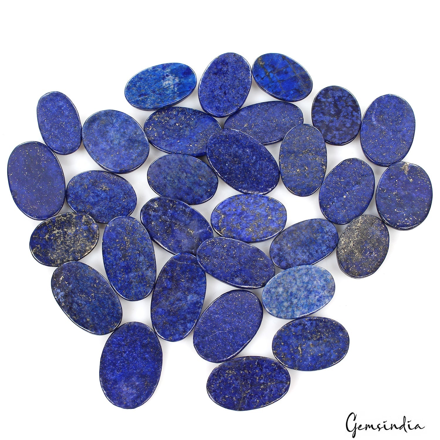 850 Ct/30 Pcs Natural Blue Gold Pyrite Lapis Lazuli Oval Cab Wholesale Gems Lot