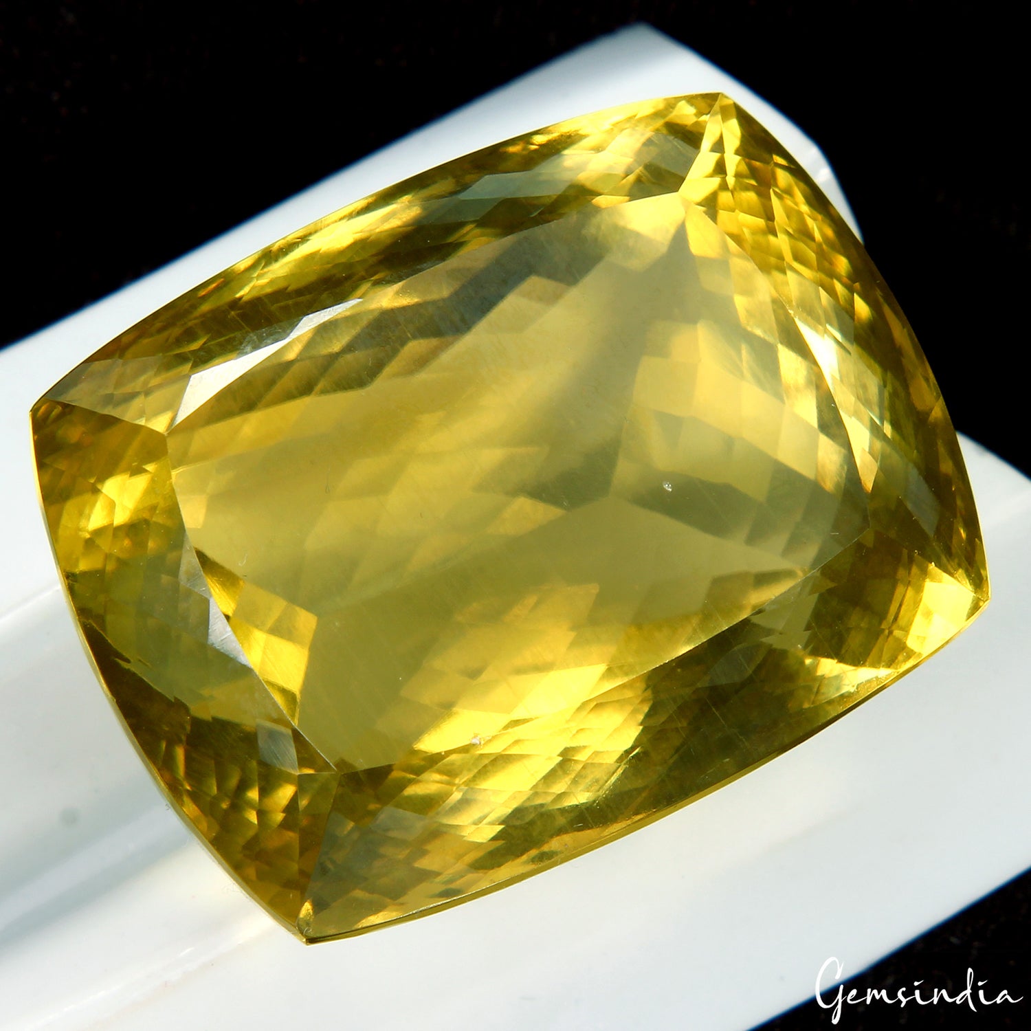 Citrine Loose Gemstone, Cushion Faceted Cut Country of, Untreated — 38x29x23 mm, 219.70 Ct, Brazil