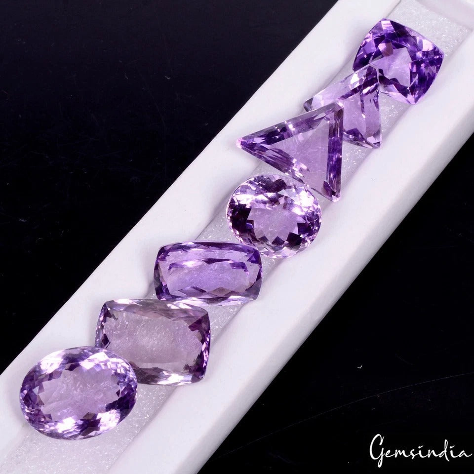 119.90 Ct/7 Pcs Natural Untreated Purple Amethyst Mix Cut Loose Gems For Jewelry