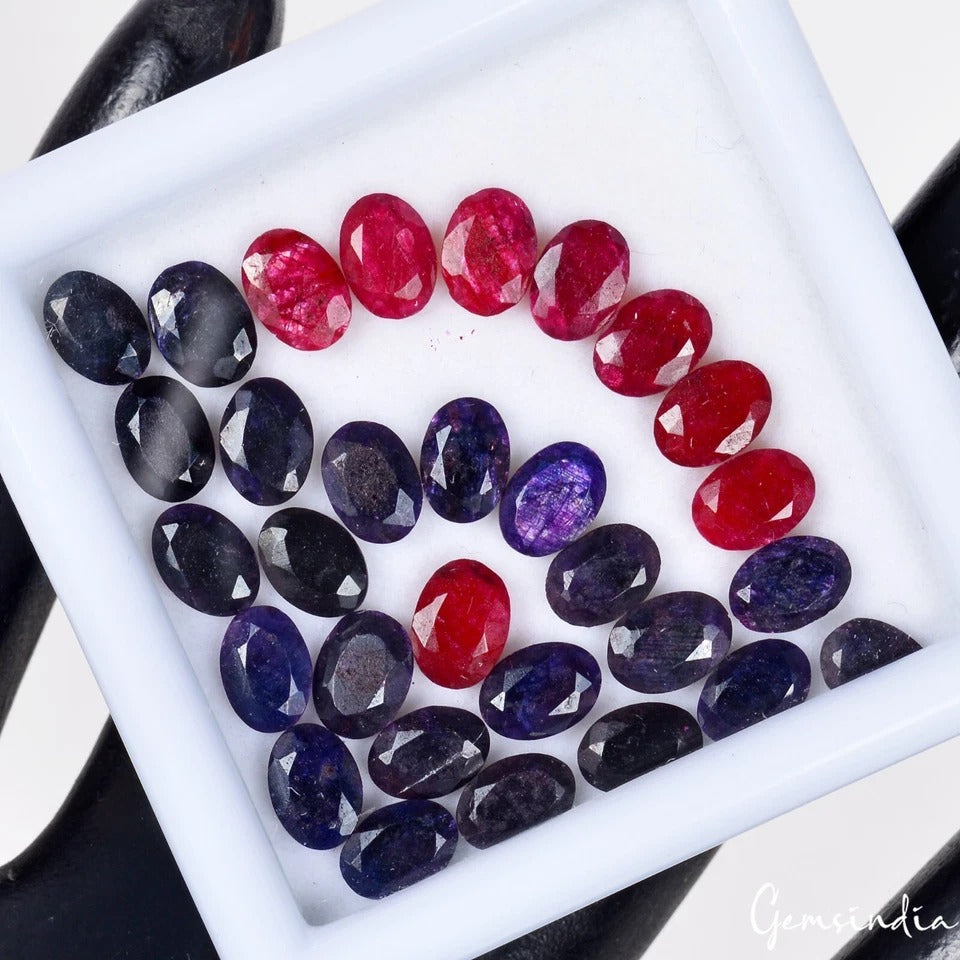 Ruby Lot, Loose Gemstone, Color Enhanced, Red — 30 Pieces, 5mm to 6mm, 36.30 Ct, Madagascar