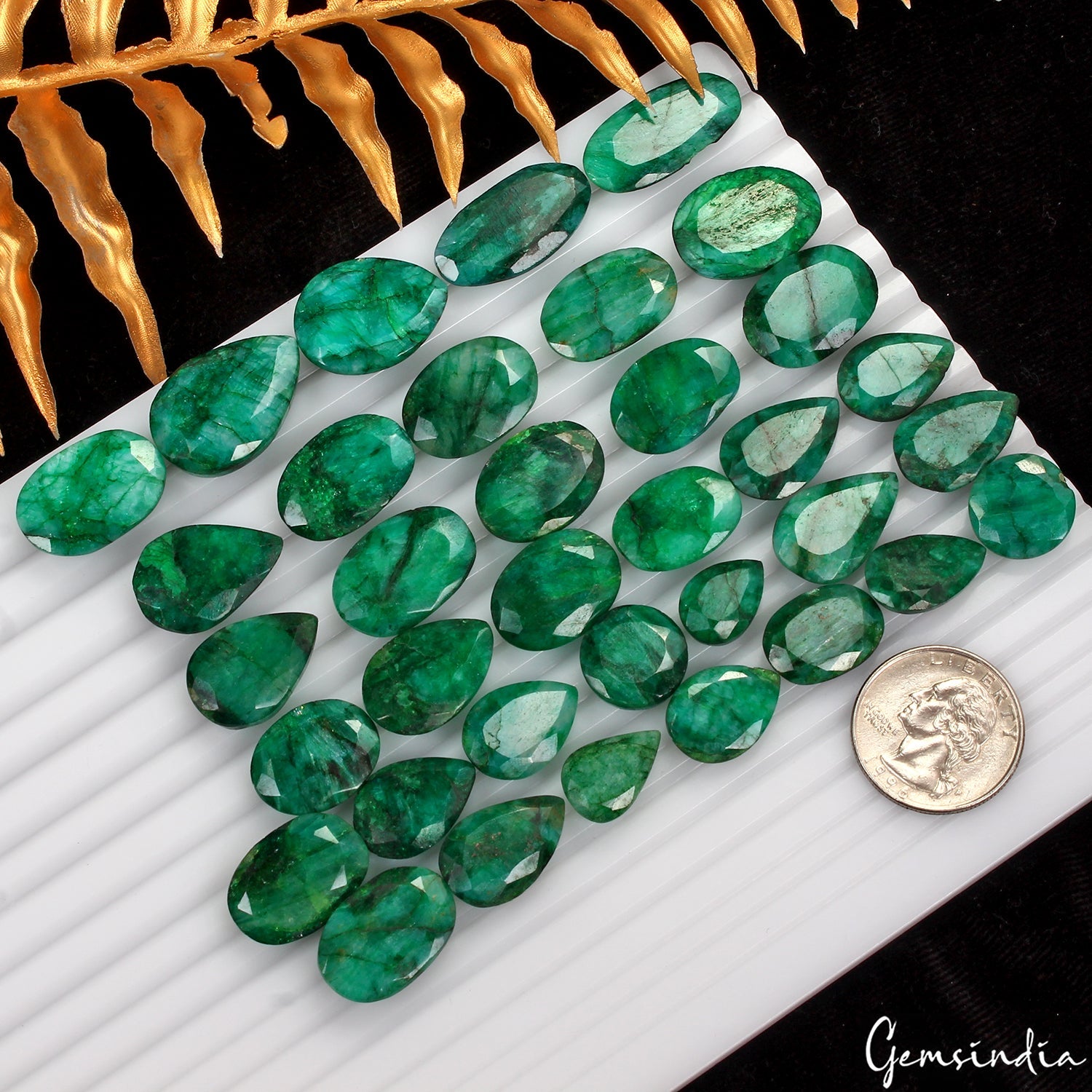 500 Ct/35 Pc Natural Brazilian Green Emerald Mix Cut Loose Faceted Gemstones Lot