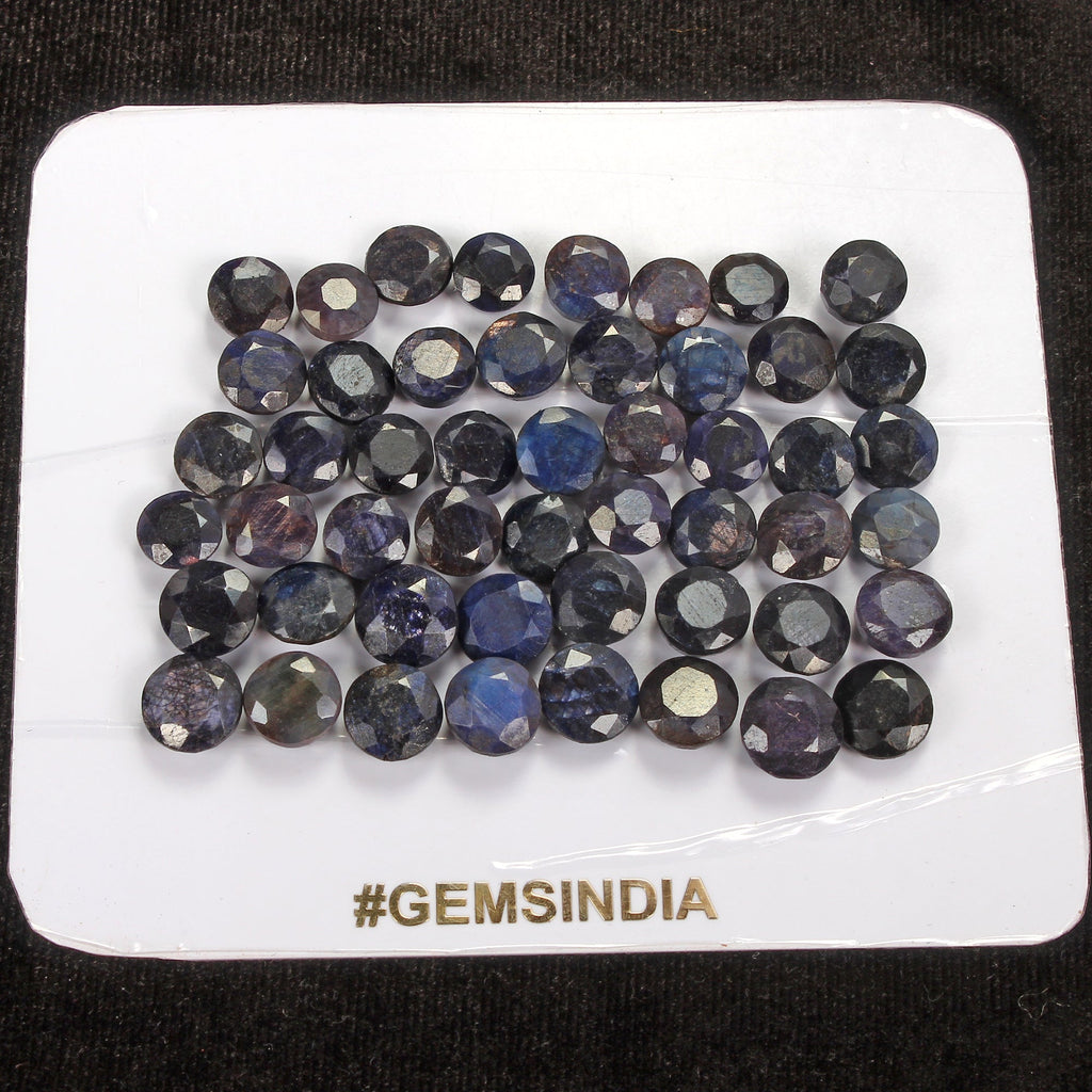 50 Pcs Natural Blue Sapphire Round Faceted Cut 8mm-10mm Loose Gemstones 220 Cts