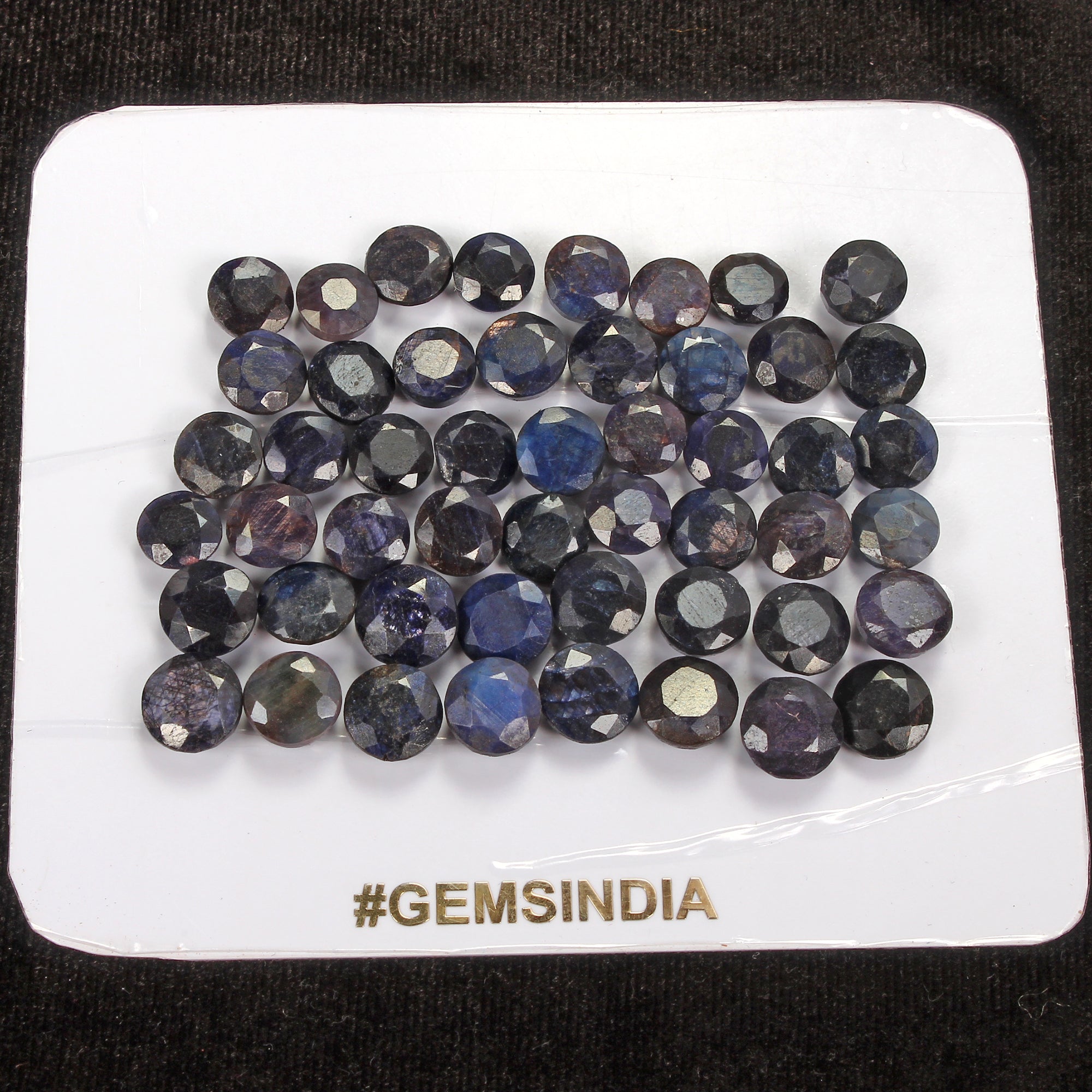 50 Pcs Natural Blue Sapphire Round Faceted Cut 8mm-10mm Loose Gemstones 220 Cts