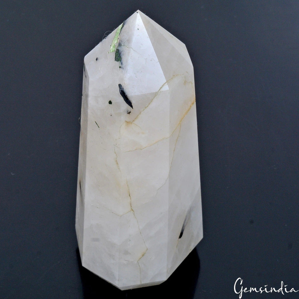 1900 Ct Natural Black Tourmaline Rutilated Quartz Crystal Point Obelisk Gem 4.5