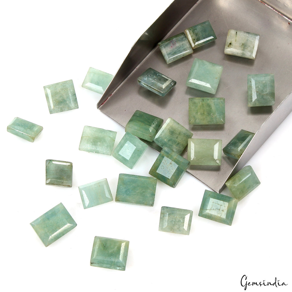 25 Pcs/300 Ct Green Natural Beryl Aquamarine 12mm-16mm Mix Cut Loose Gemstones