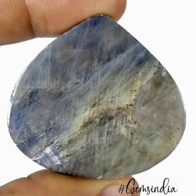 380 Ct Natural Blue Grey Sapphire Pear Cab Pendant Size Certified Loose Gems