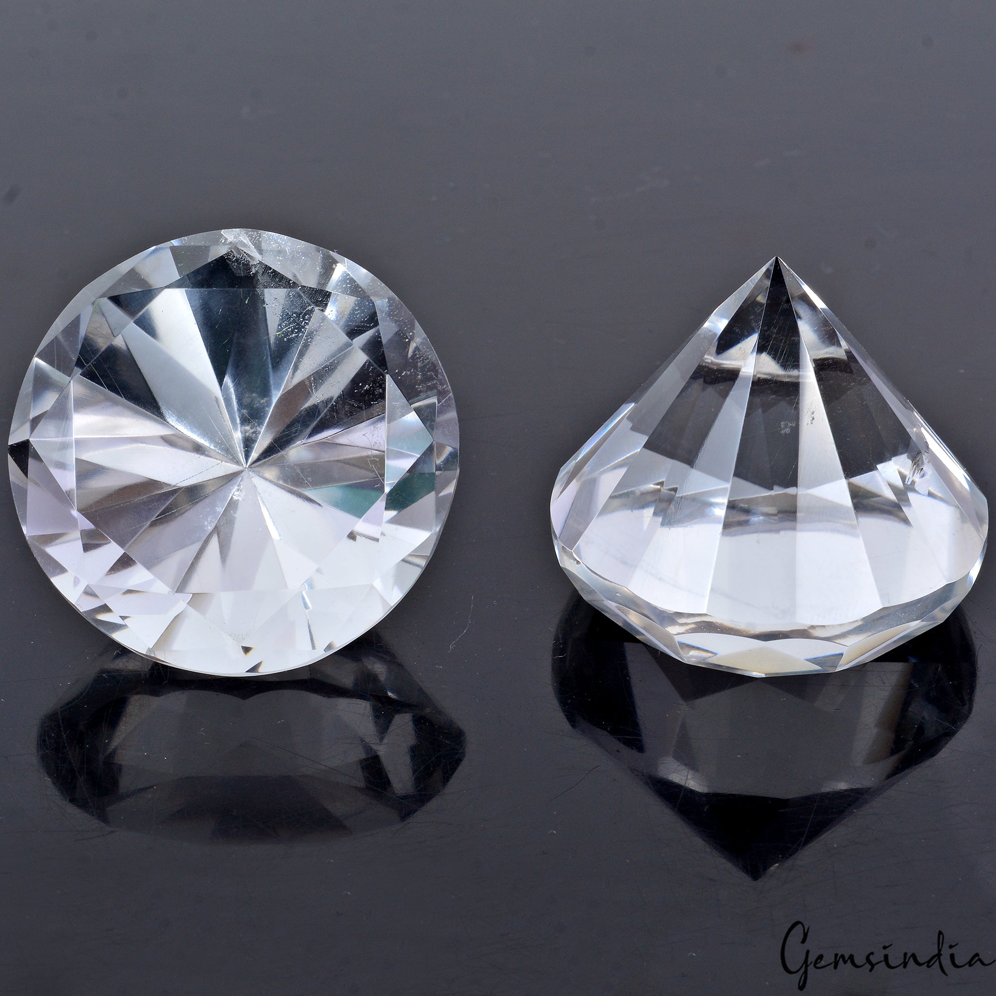 330 Ct Natural Crystal White Quartz 44mm Round Diamond Cut Loose Brazil Gemstone