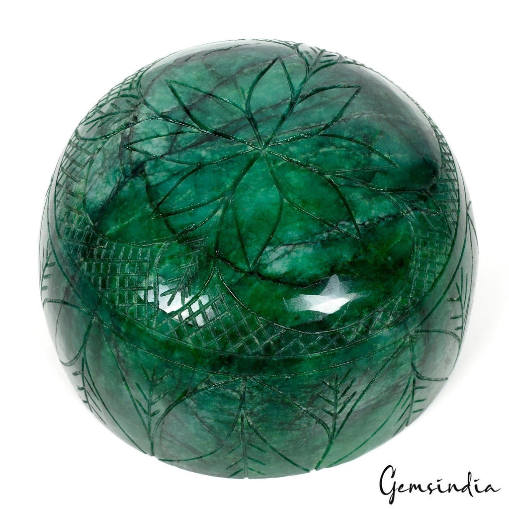Museum Size 6520 Cts Natural Brazilian Green Emerald Round Carved Certified Gem