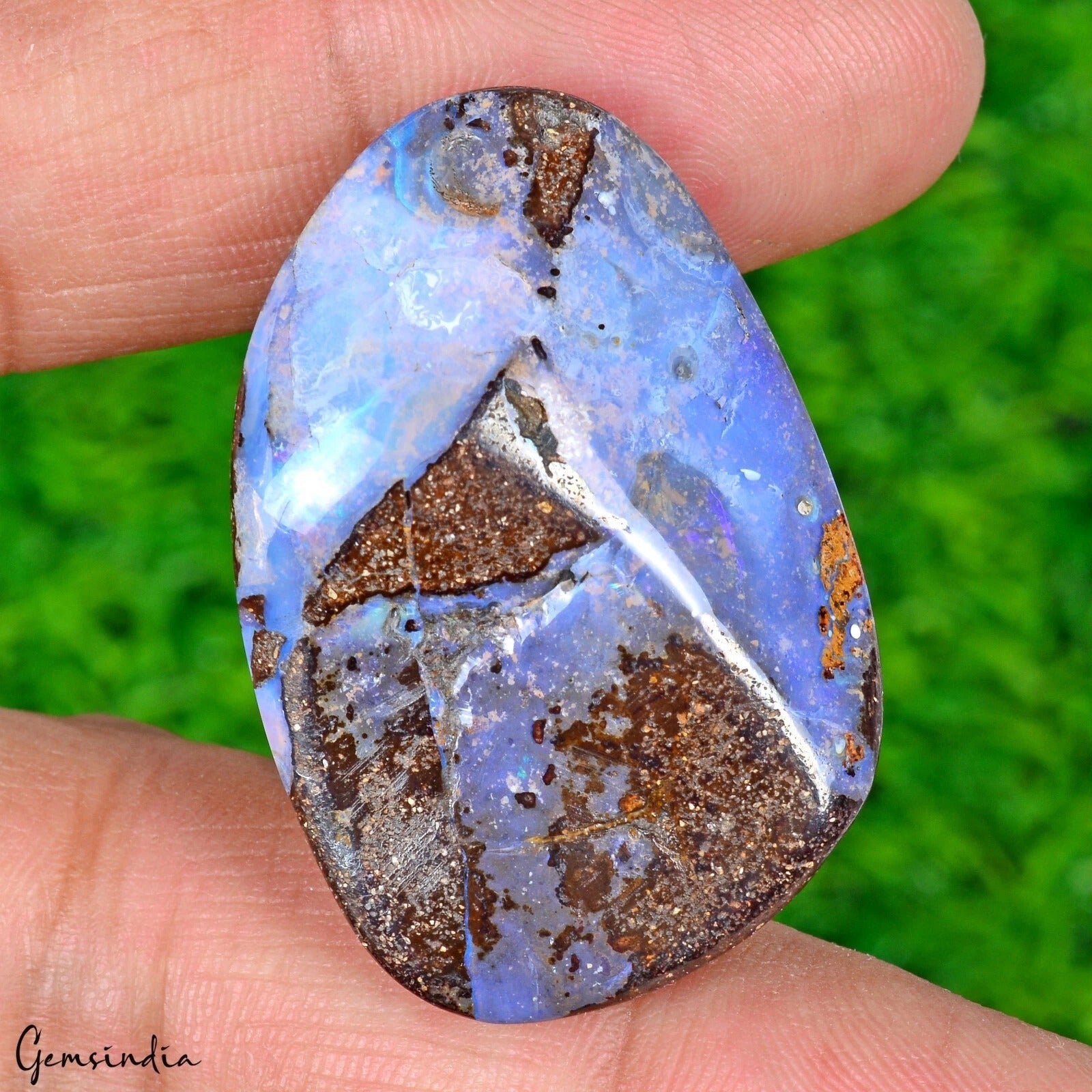 Natural Australian Boulder Opal Cabochon-Multi-Fire Blue Matrix Gemstone~58.80Ct