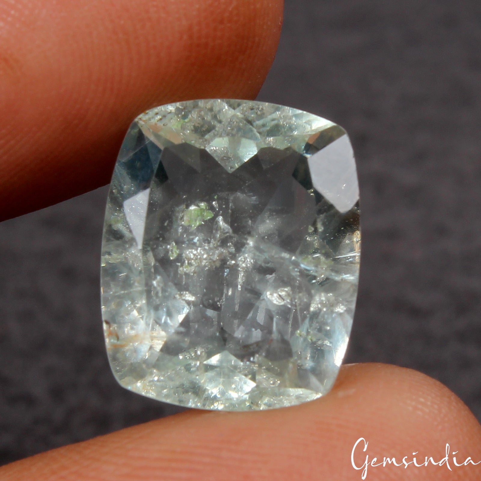 6.90 Cts Natural Blue Aquamarine Cushion Checker Cut Loose Unheated Gemstone