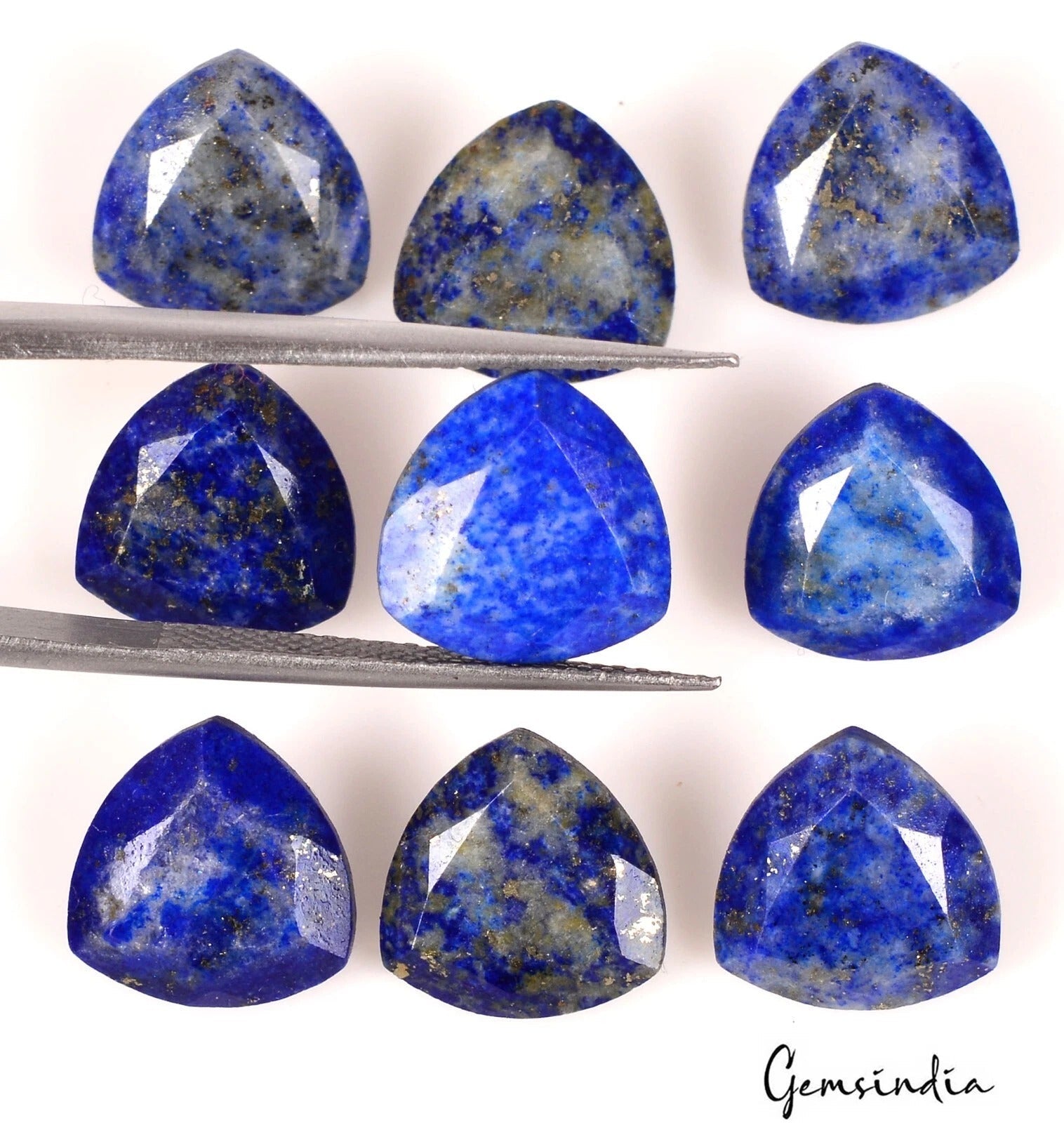 31.80 Cts/9 Pcs Natural Blue Lapis Lazuli Trillion Cut Calibrated 10x5mm Gem Lot