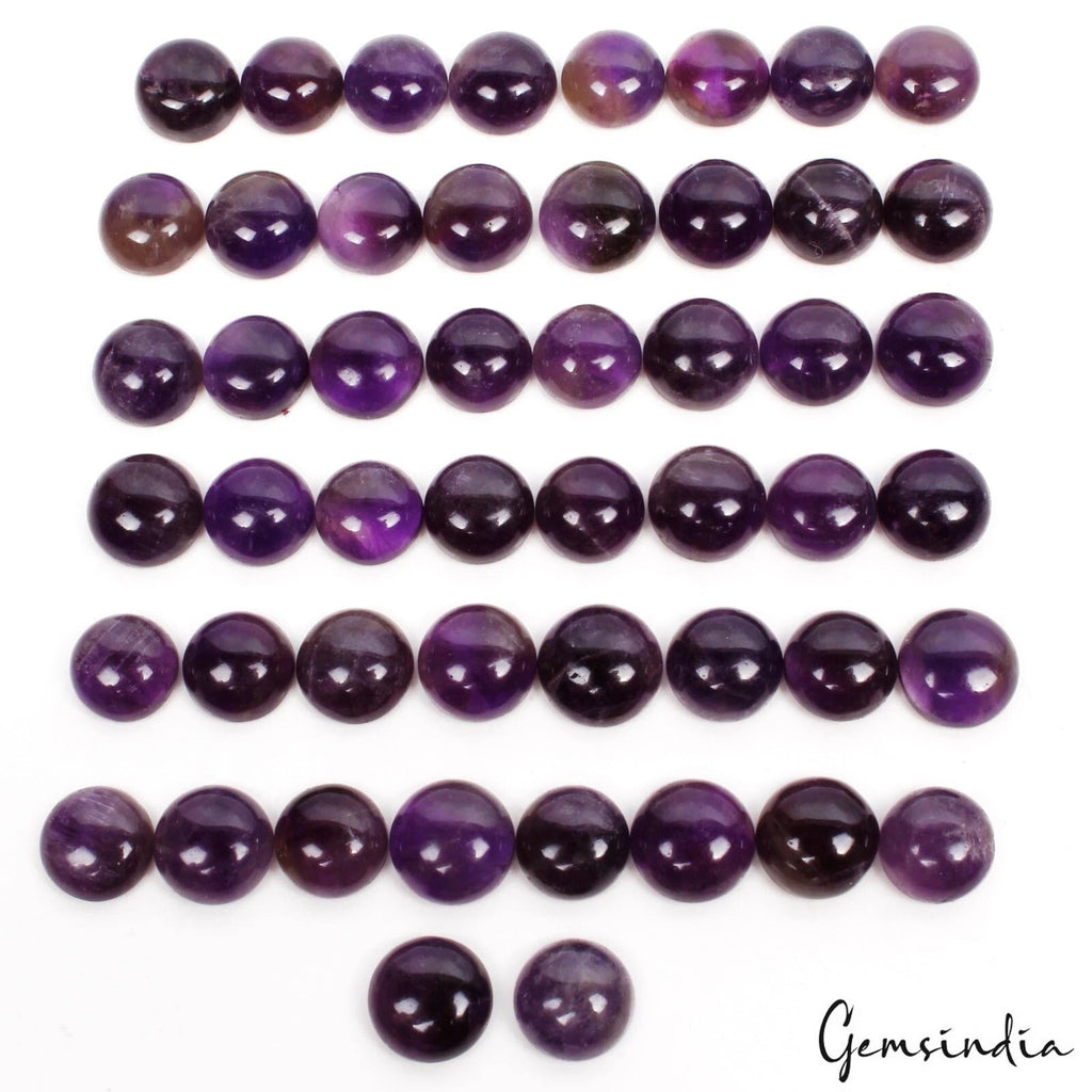 270 Ct/50 Pcs Natural Untreated Dark Purple Amethyst Round Cab Gems For Jewelry