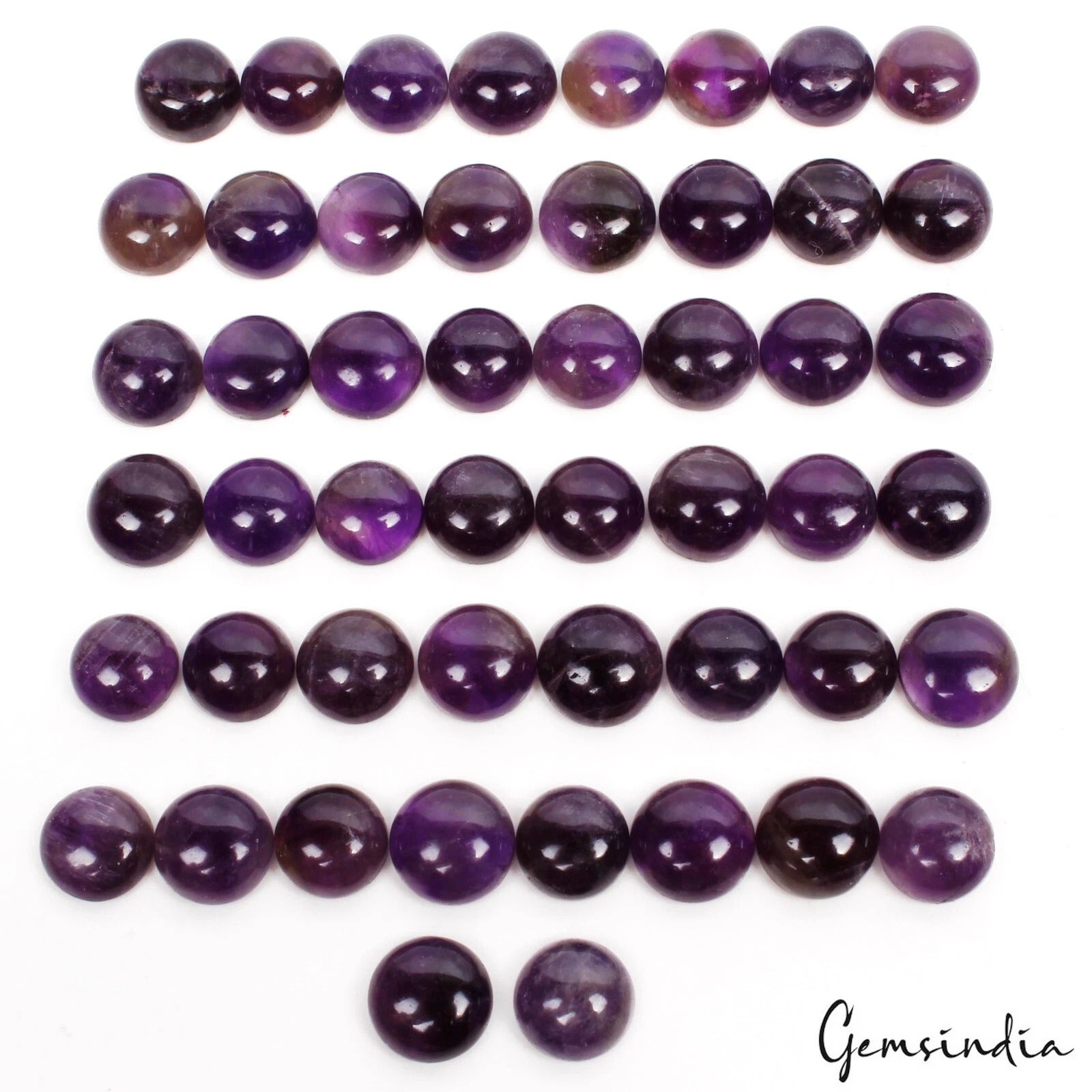 270 Ct/50 Pcs Natural Untreated Dark Purple Amethyst Round Cab Gems For Jewelry