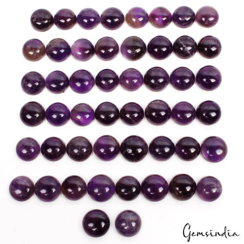 Amethyst Lot, Cabochon, Untreated, Purple — 50 Pieces, 11mm to 12mm, 270 Ct, Brazil