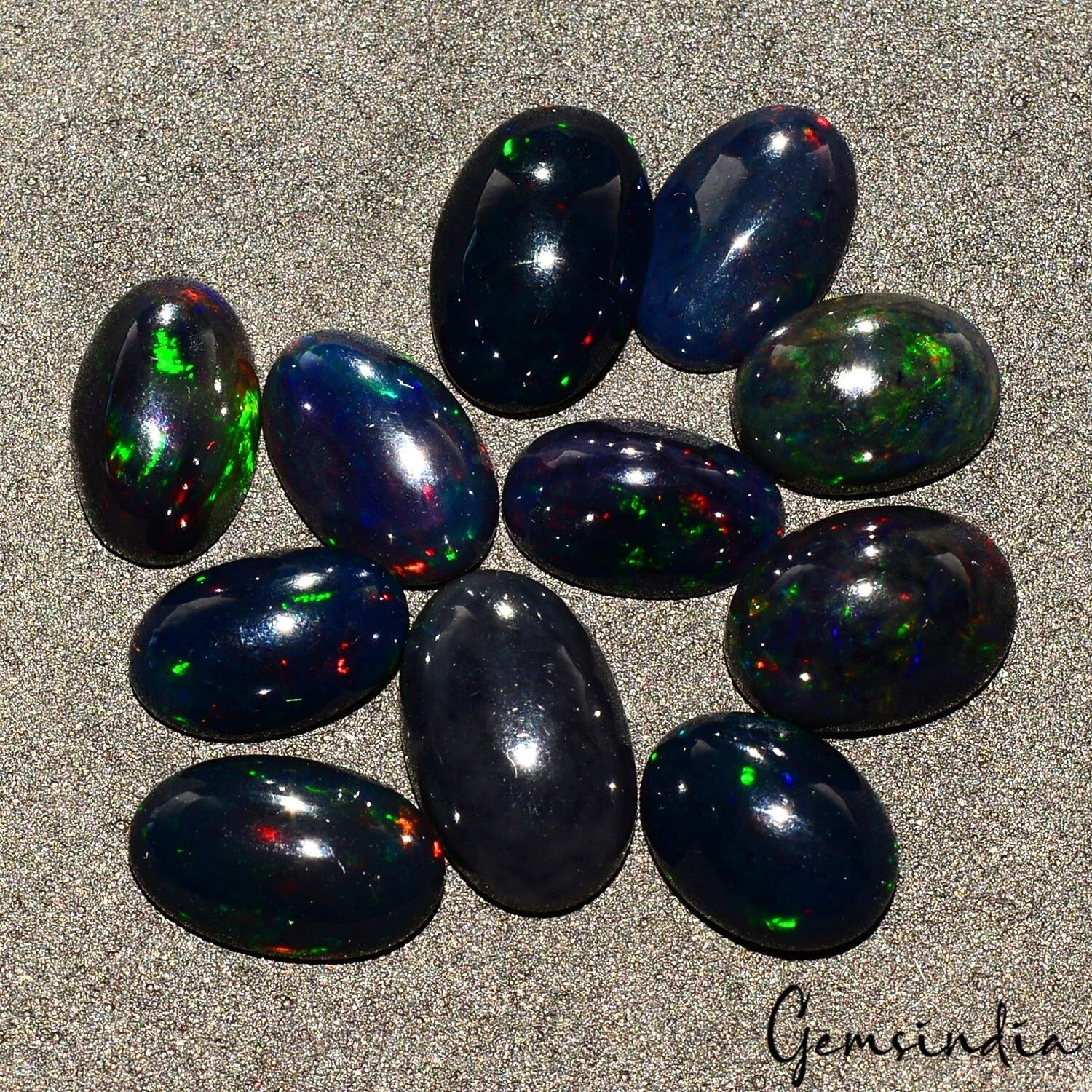 Opal Lot, Loose Gemstone, Black — 11 Pieces, 9mm to 12mm, 19.50 Ct, Ethiopia