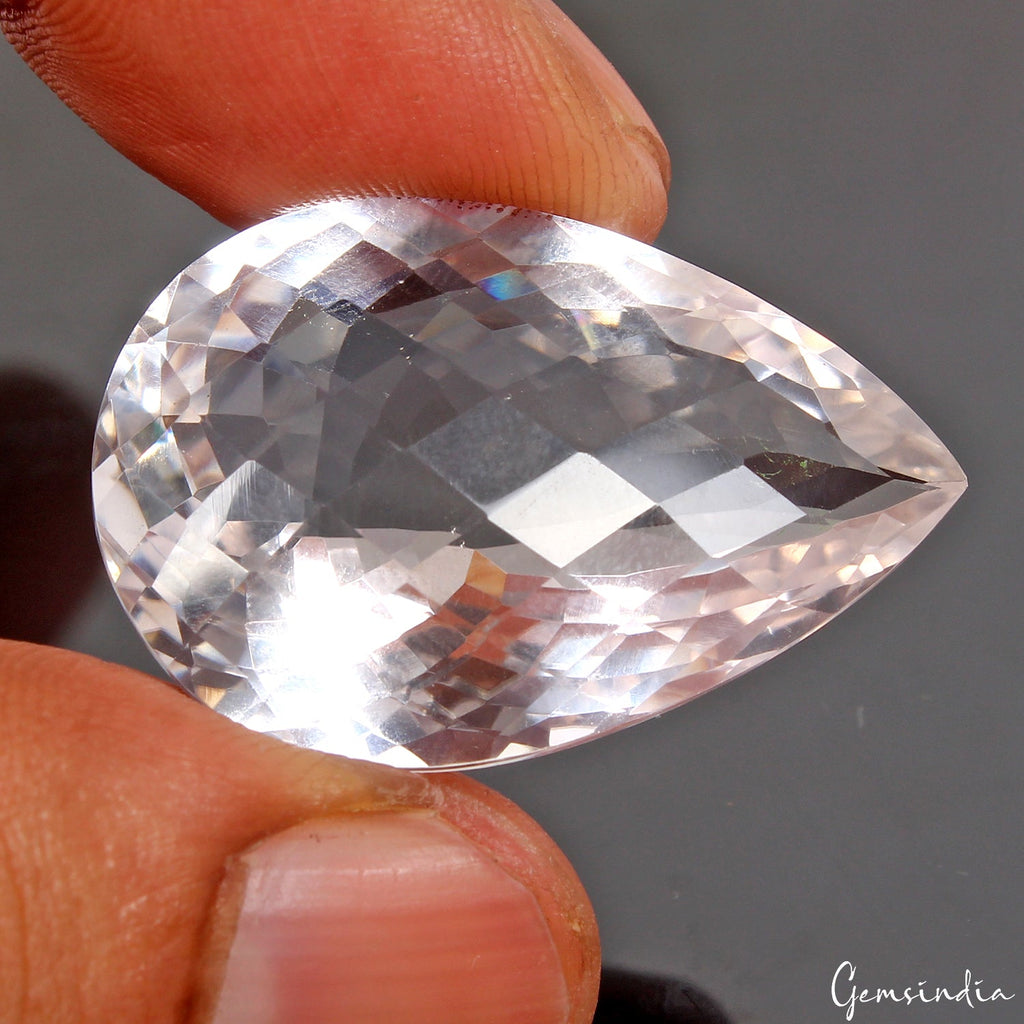 VVS 43.30 Ct AAA Grade Natural Bolivian Amethyst Pear Checker Cut Loose Gemstone