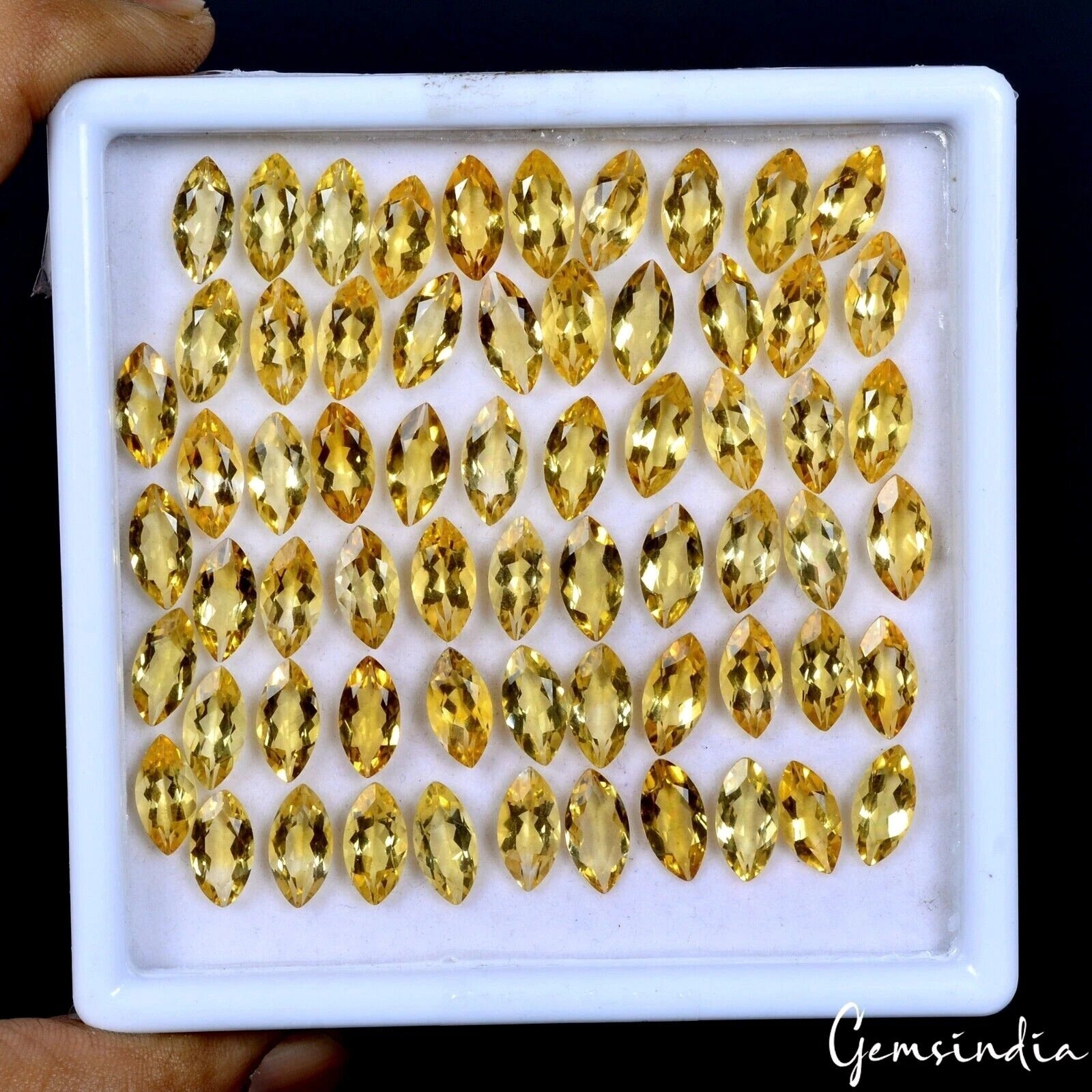 64Pc Natural Yellow Citrine 11-12mm Marquise Cut Loose Unheated Gemstone, Brazil