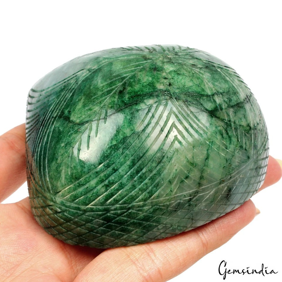 1720Ct Natural Green Emerald Pear Shape Carving Earth Mined Museum Size Gemstone