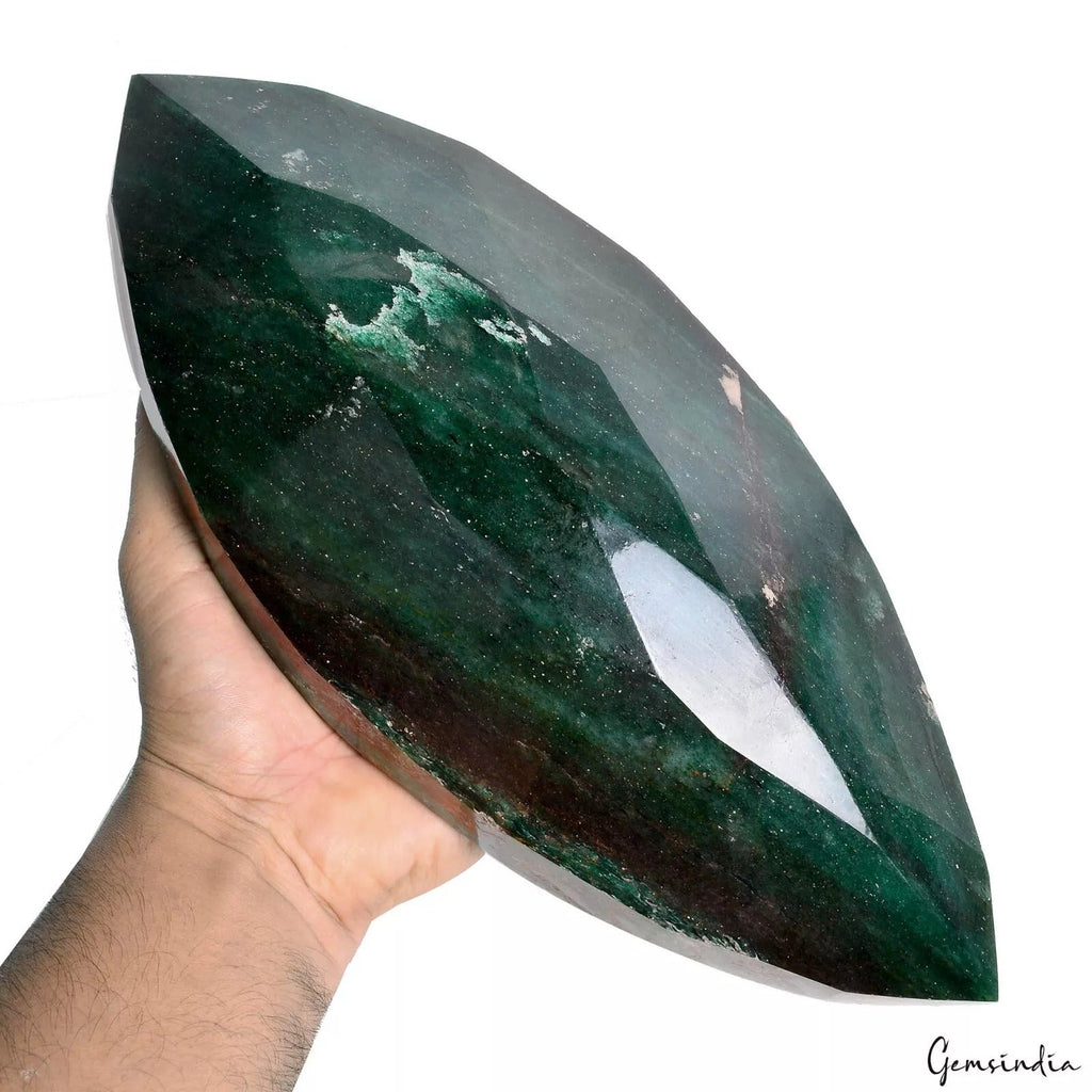 3.5 Kilo Untreated Bottle Green Aventurine Marquise Cut Museum Grade Gemstone