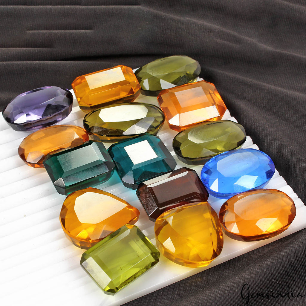 1300 Cts Hydro Multi Color Mix Cut Loose 28mm-39mm Gemstones for Jewelry ~15 Pcs