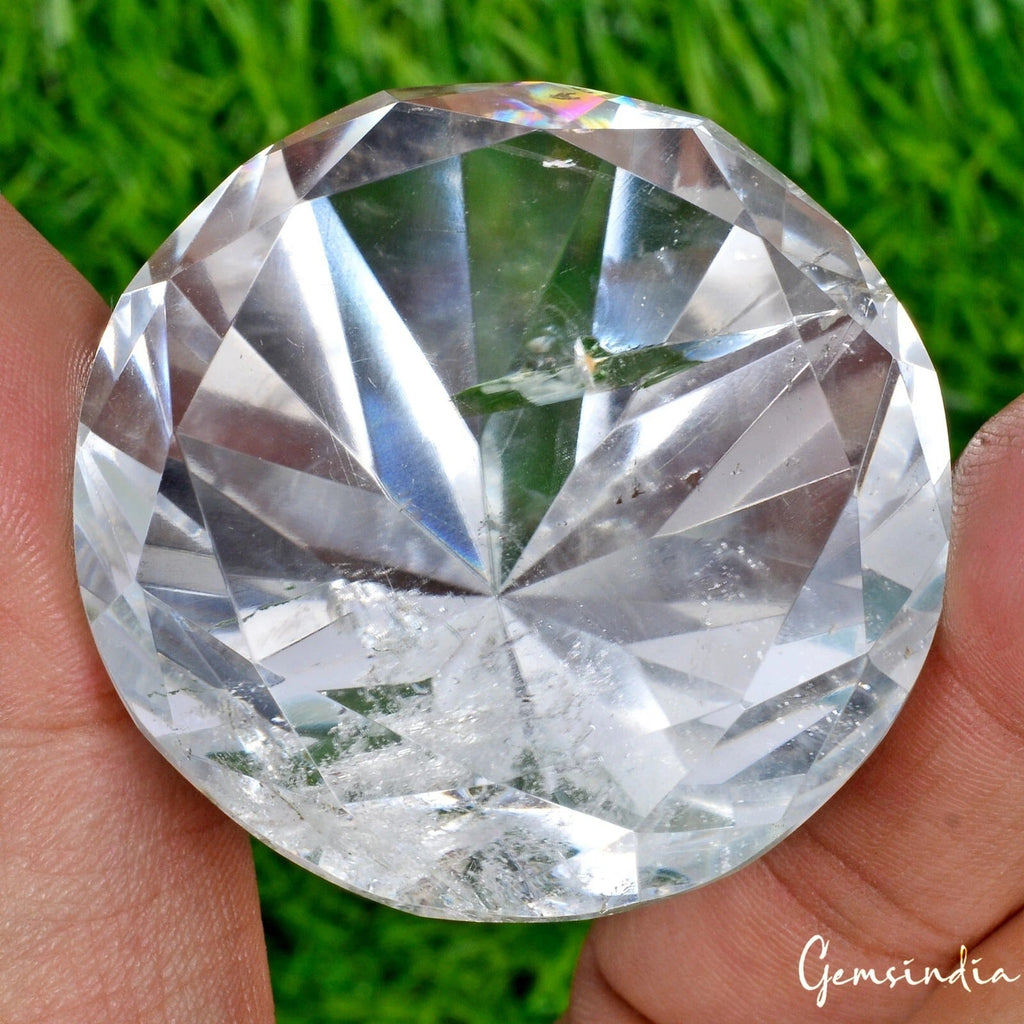 Certified 380 Cts Natural Untreated White Quartz Crystal Mineral Diamond Cut Gem