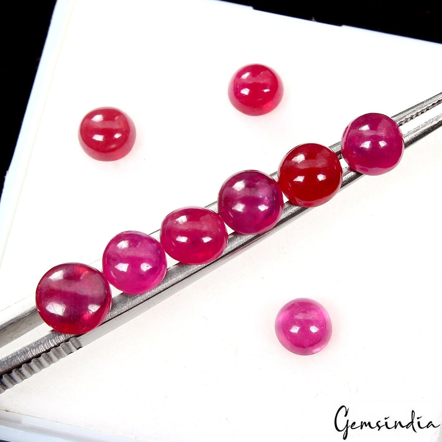 5-7mm Round Cabochon Natural Red Mozambique Ruby Loose Certified AAA Grade Gems