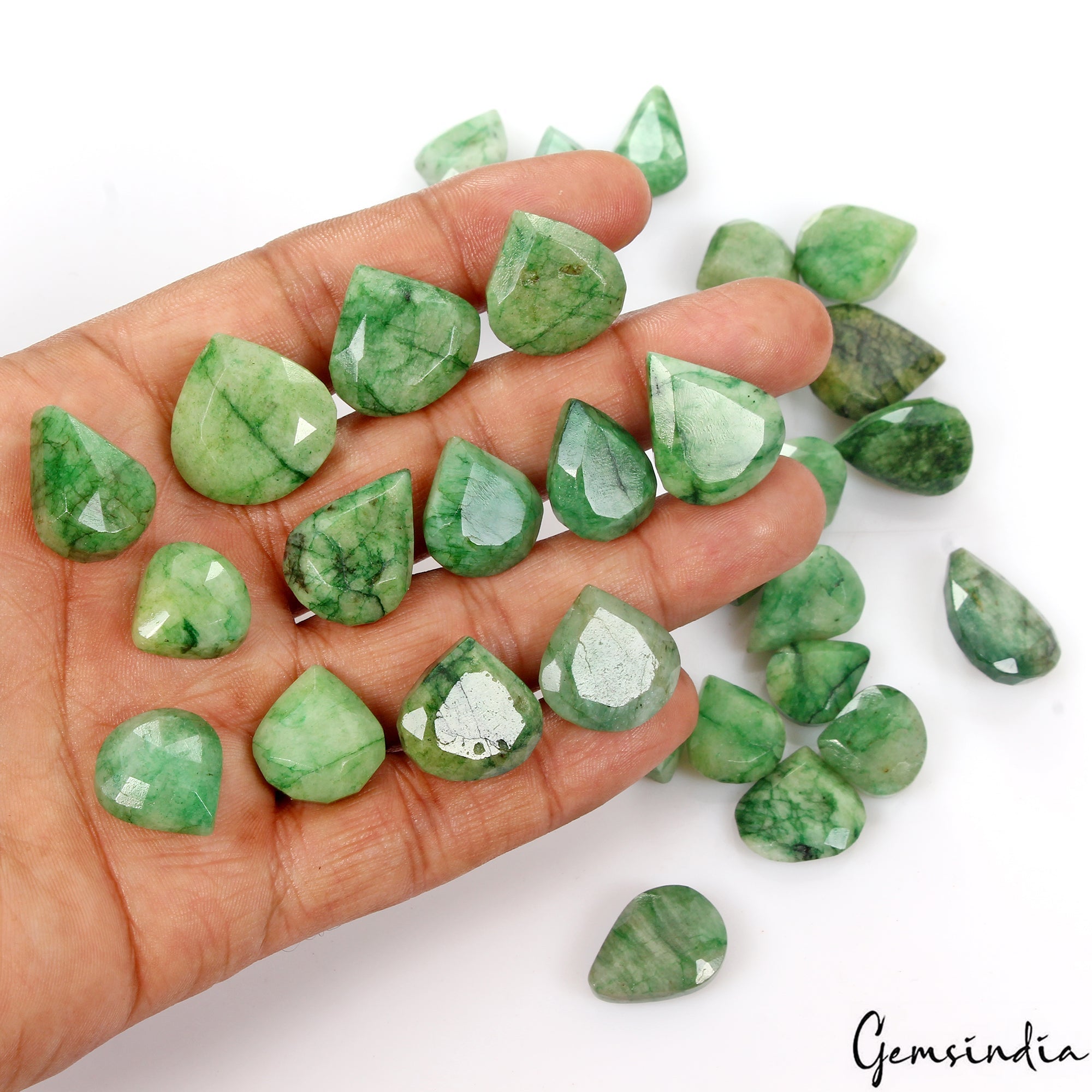 520 Cts Natural Green Emerald Pear Cut Loose Faceted 14-22mm Gemstones Lot~33 Pc
