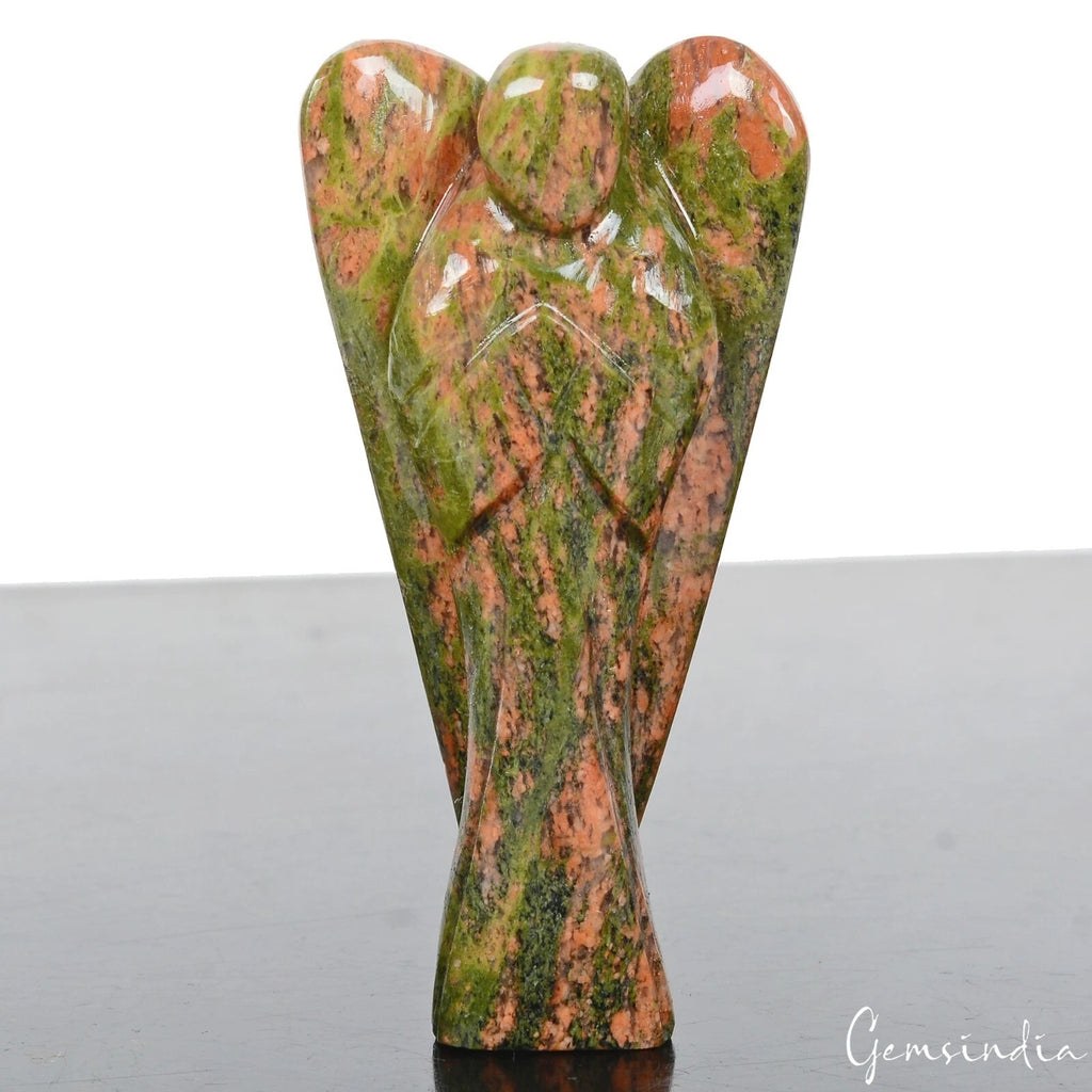 Unakite Angel Figurine, Untreated — 76x39x17mm, 330 Ct
