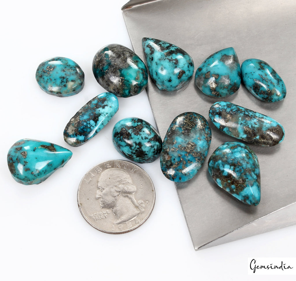 11 Persian Turquoise Neyshabur Cabochon Lot Not Stabilized, %100 Natural 16-25mm