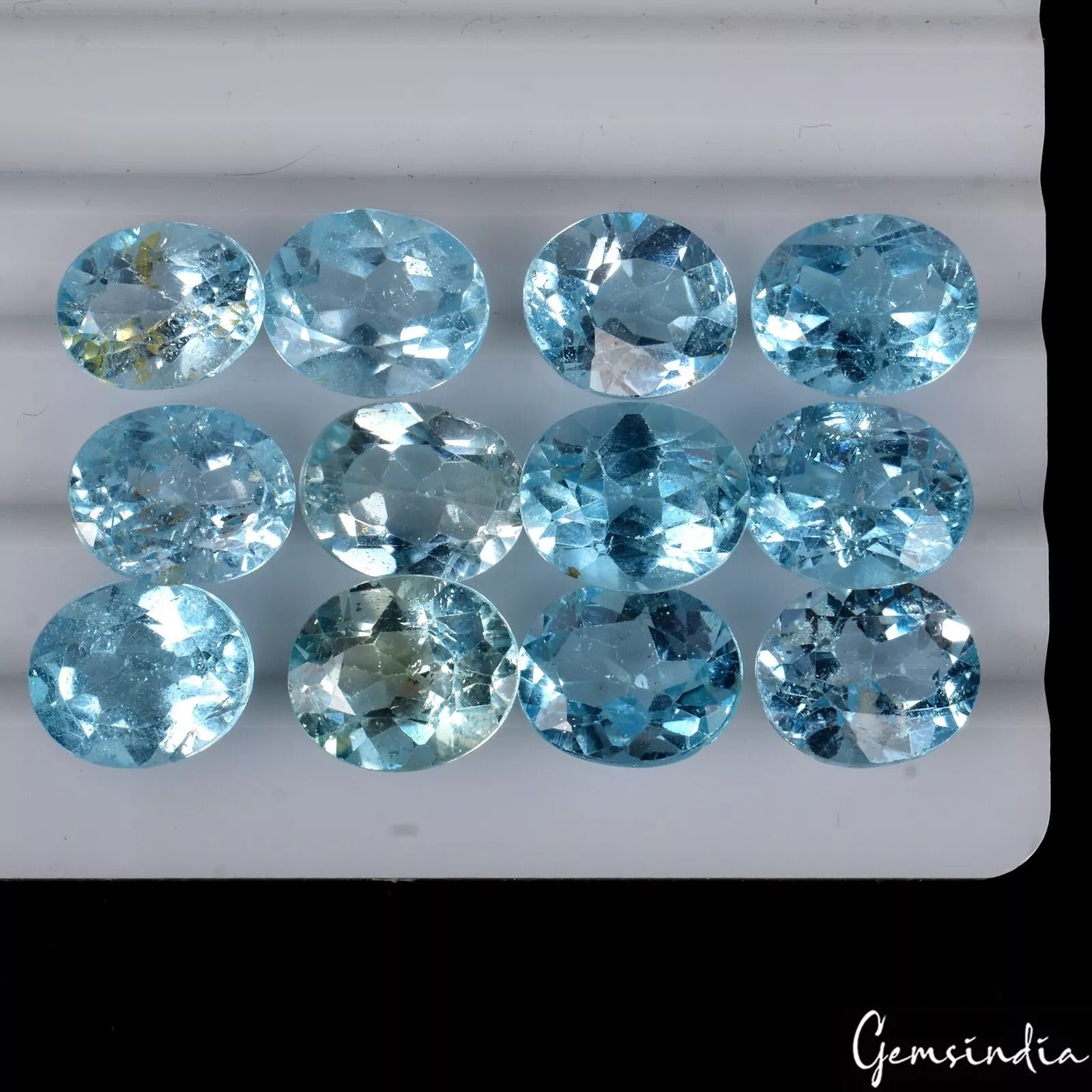 Natural Sky Blue Topaz Oval Cut Loose Gemstone Certified Lot 12 Pc/66 Ct/11-12mm