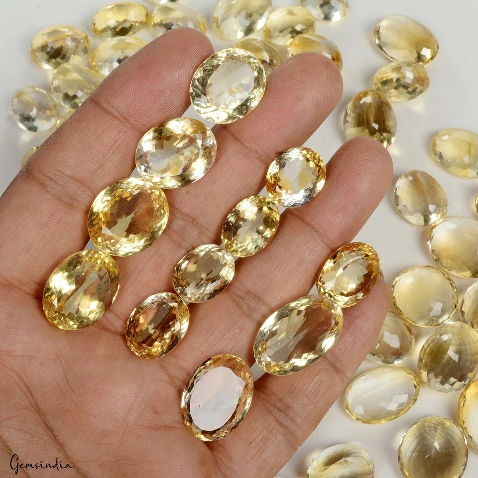 850 Cts/54 Pcs Natural Untreated Yellow Citrine Oval Cut Loose Gems For Jewelry