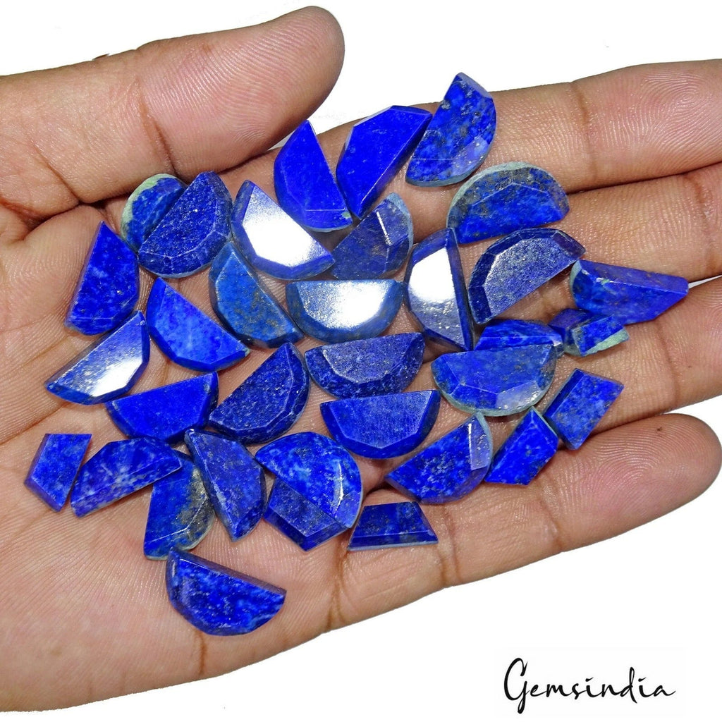 224.80 Cts/34 Pcs Natural Blue Lapis Lazuli 'D' Half Moon Checker Cut Loose Gems