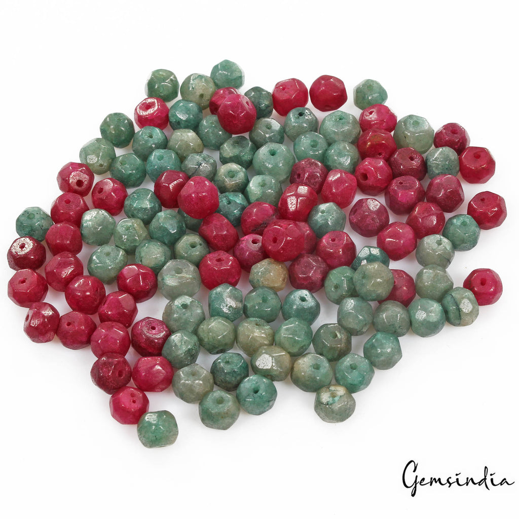 360 Ct/114 Pcs Natural Red Green Quartz Round Cut 7mm-8mm Drill Bead For Jewelry