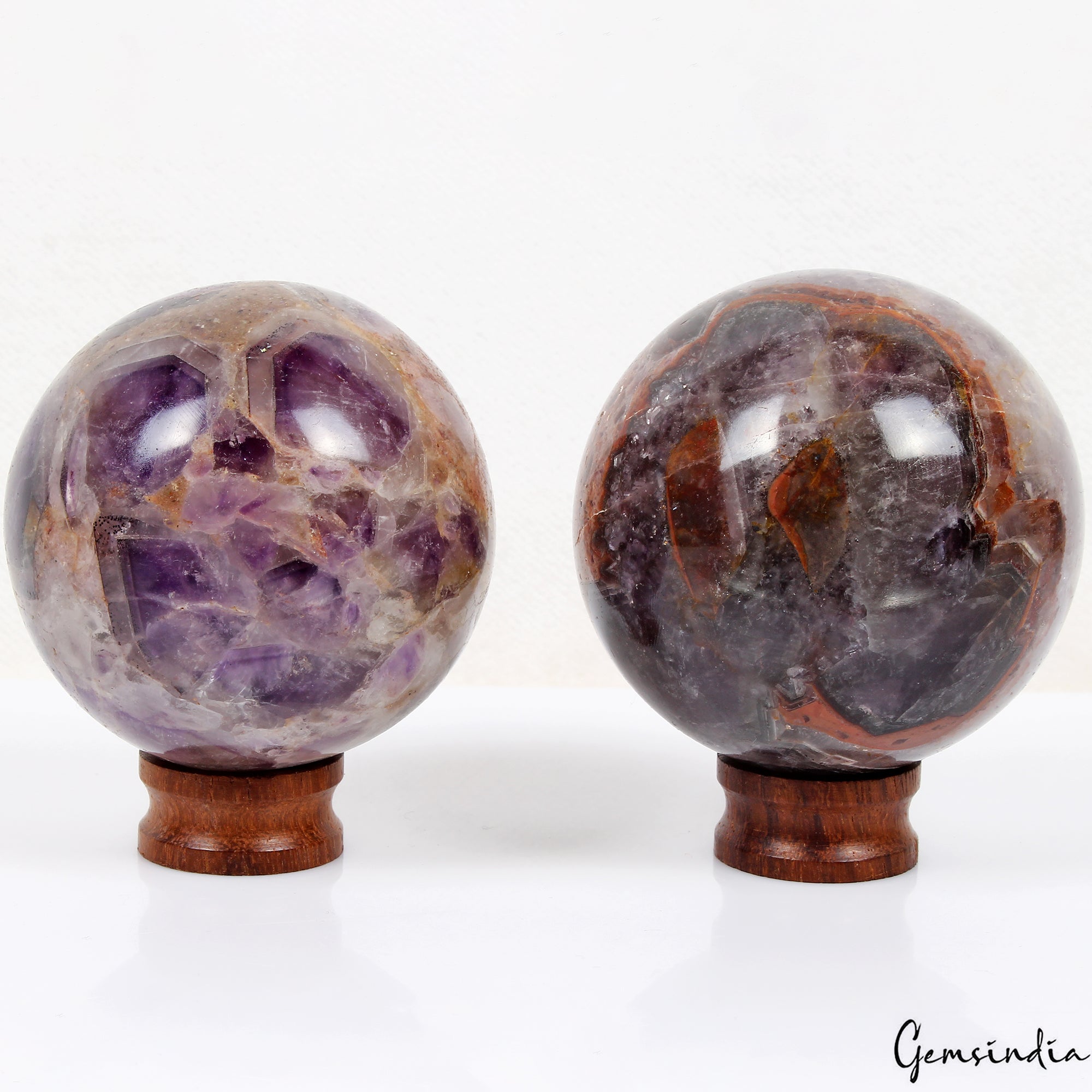 2 Pcs Natural Purple Amethyst Ball Sphere Quartz Crystal Mineral Healing 3600 Ct