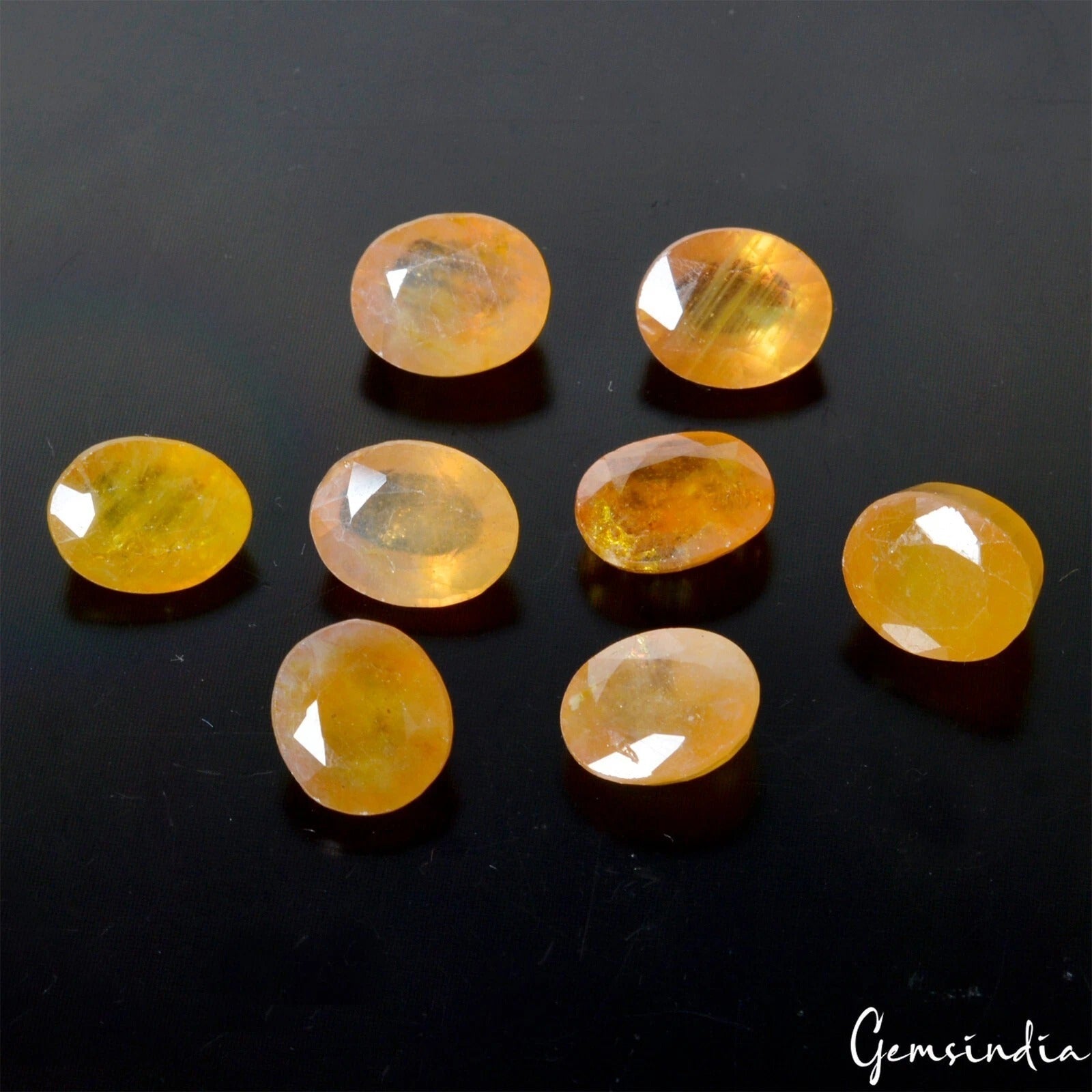 Certified 60.45 Cts/8 Pcs Natural Ceylon Yellow Sapphire (Pukhraj) Oval Gems Lot