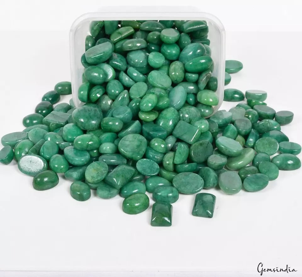 5000 Ct/345 Pcs Natural Brazilian Emerald Mix Cab Loose Ring Size Gemstones Lot