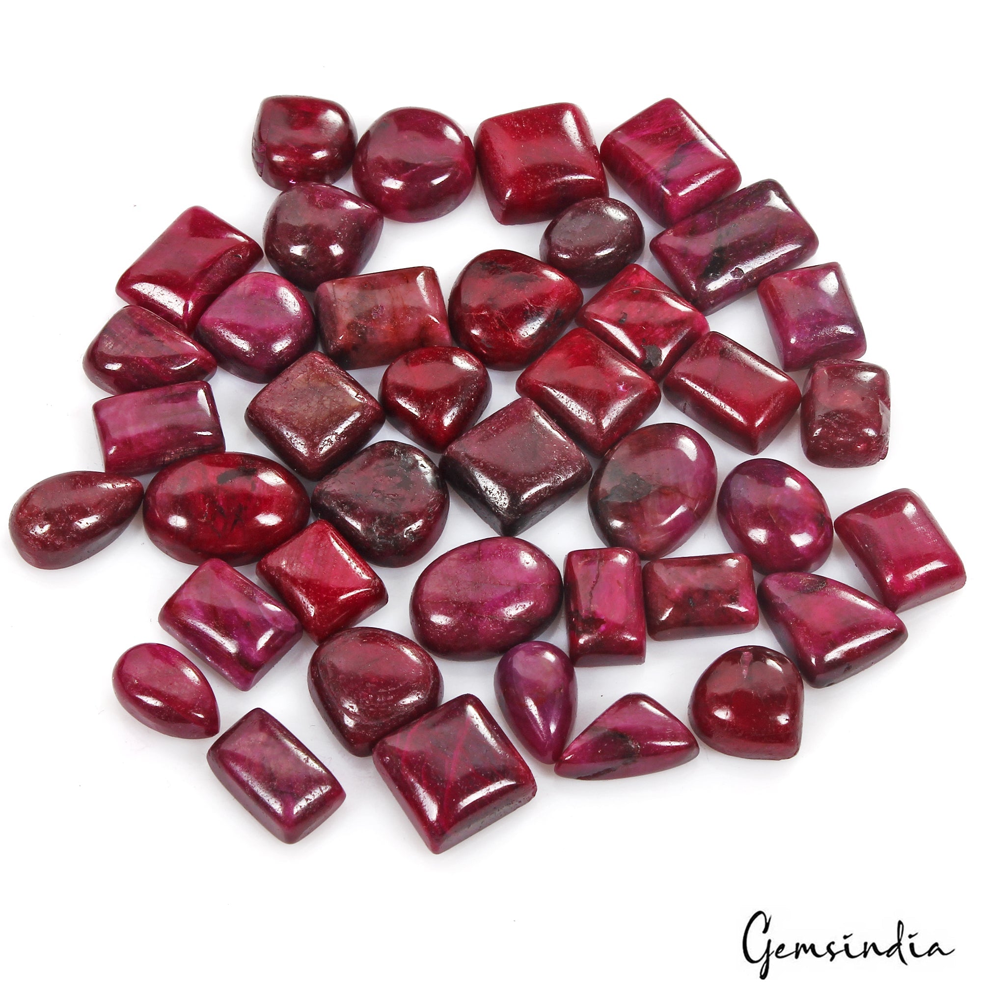 580 Cts/40 Pcs Natural Red Ruby Mix Cab Loose Wholesale Gemstone Lot For Jewelry