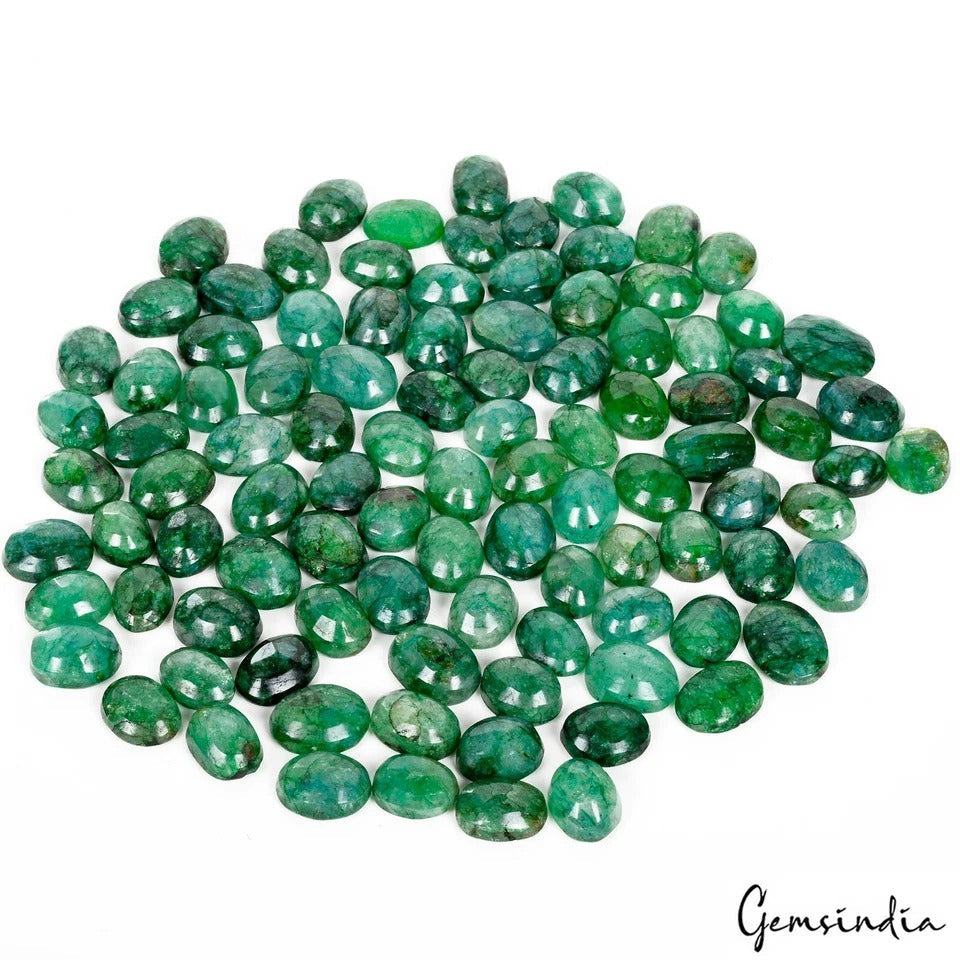 100 Pcs Natural Colombian Emerald Green Oval Cut Loose 13mm-19mm Certified Gems
