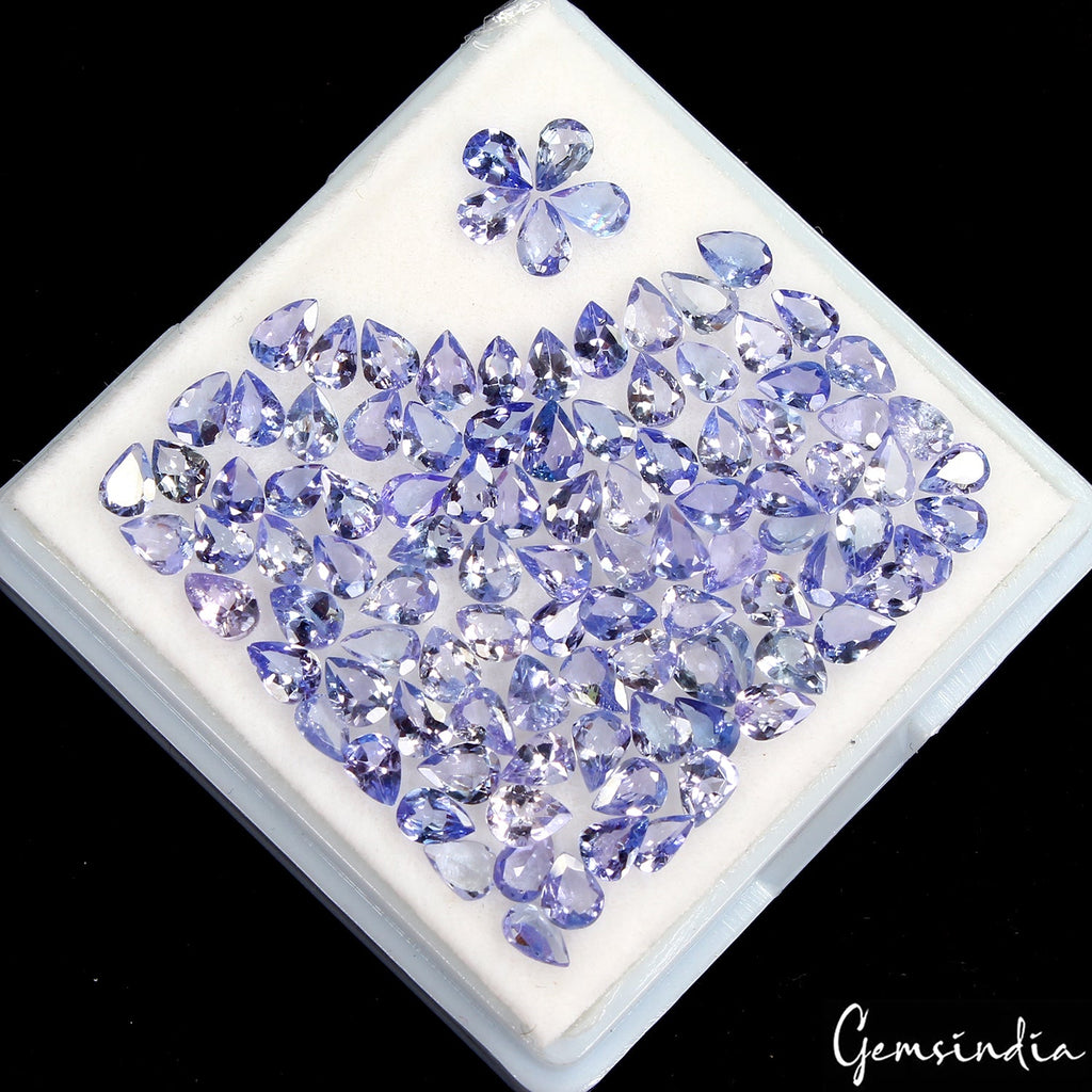 Pear 4x3mm Ravishing Color&Full Fire! Purple Blue Tanzanite 105 Pcs/12.30 Ct Lot