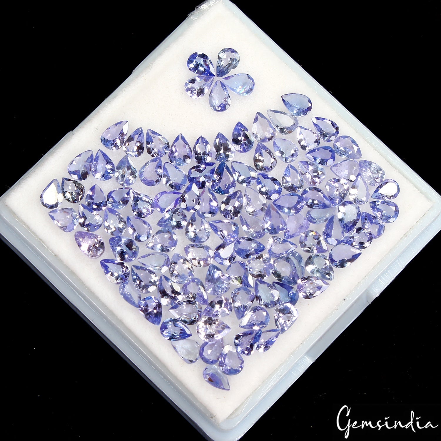 Pear 4x3mm Ravishing Color&Full Fire! Purple Blue Tanzanite 105 Pcs/12.30 Ct Lot