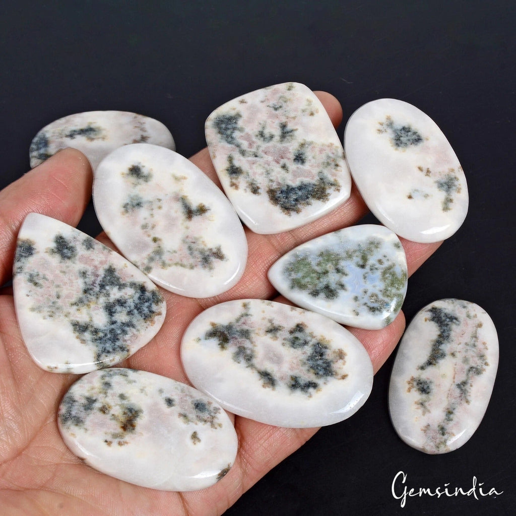 620 Cts/9 Pcs Natural Bi-Color Untreated Dendrite Opal Mixed Cab Loose Gems Lot