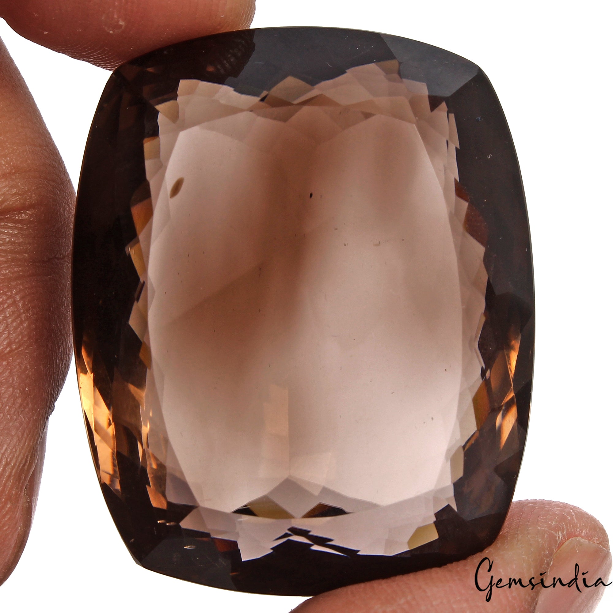 Smoky Quartz Loose Gemstone, Cushion Faceted Cut, Untreated — 38x31x18 mm, 177.70 Ct, Madagascar