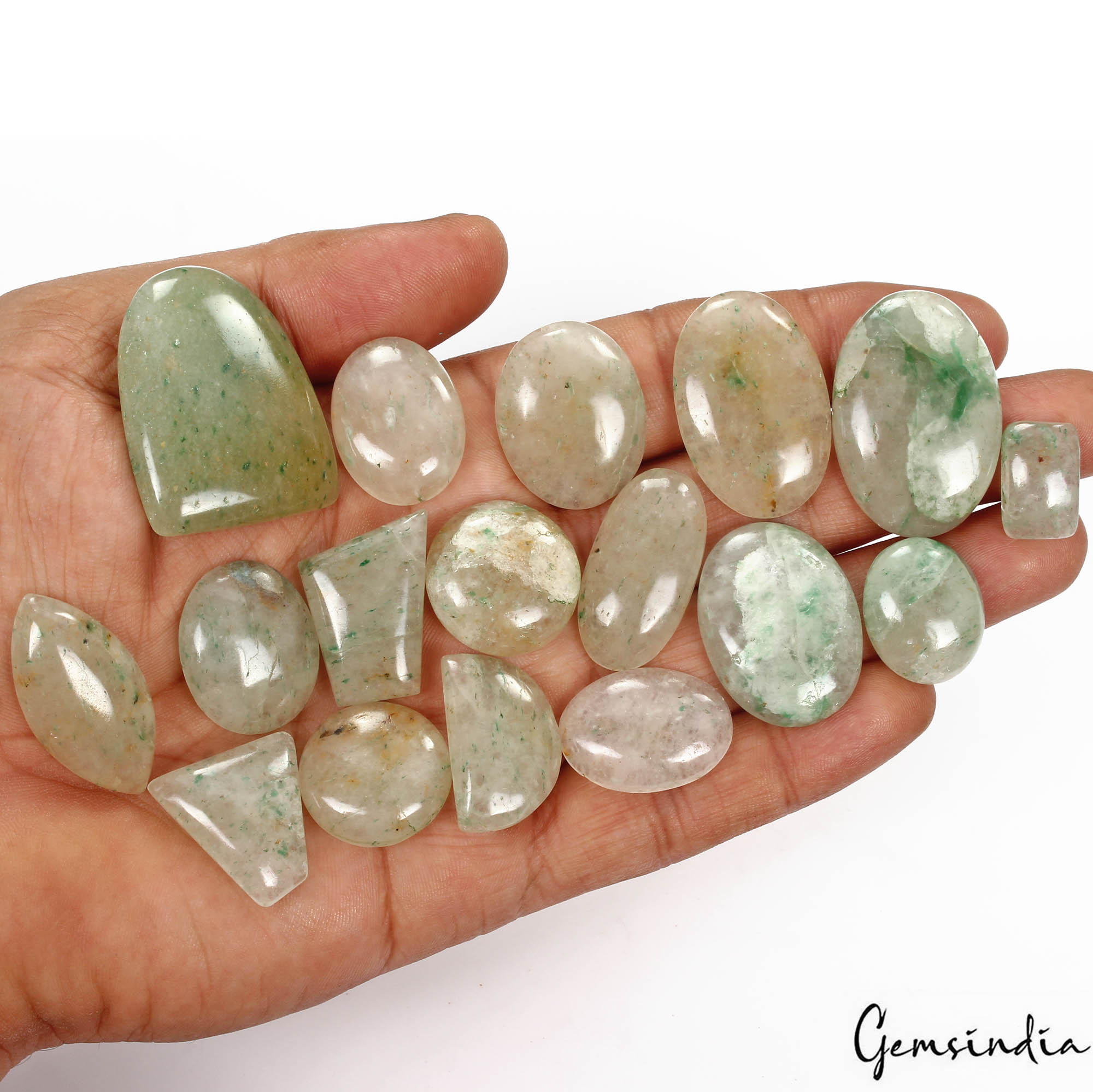 470 Cts/17 Pcs Natural Untreated Green Aventurine Mixed Cab Loose Wholesale Gems