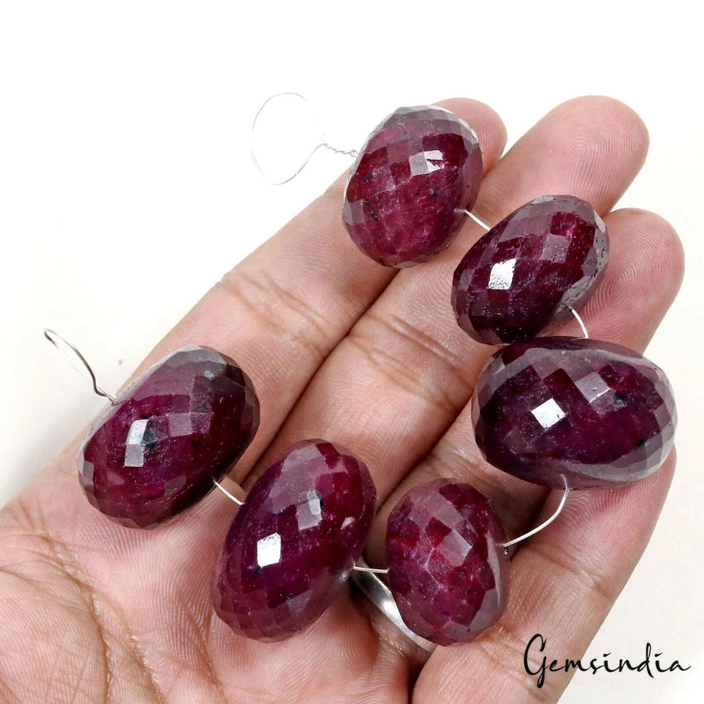 1080 Ct Natural Red Ruby Gemstone Rondelle Shape Faceted Beads 26-28mm Lot