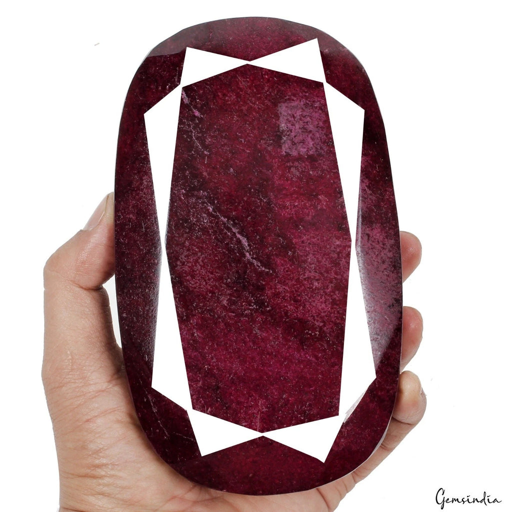 1.84Kilo Natural Dark Red Ruby Oval Faceted Cut Earth mined Huge Museum Size Gem